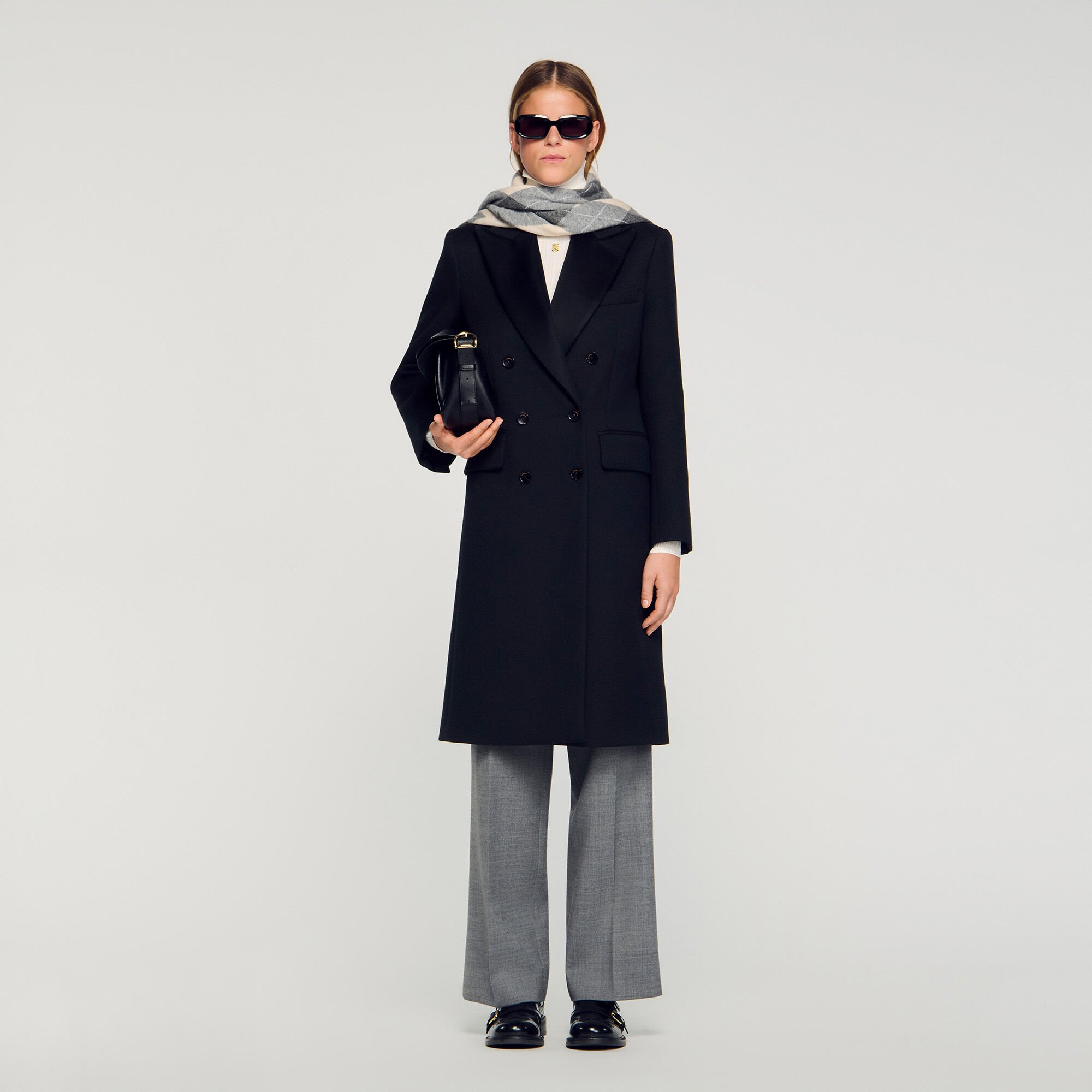 Cappotto lungo con revers satinati