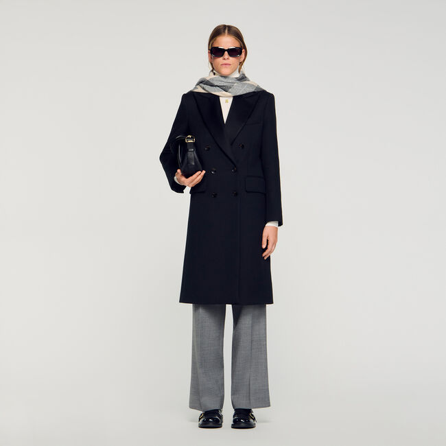 Cappotto lungo con revers satinati