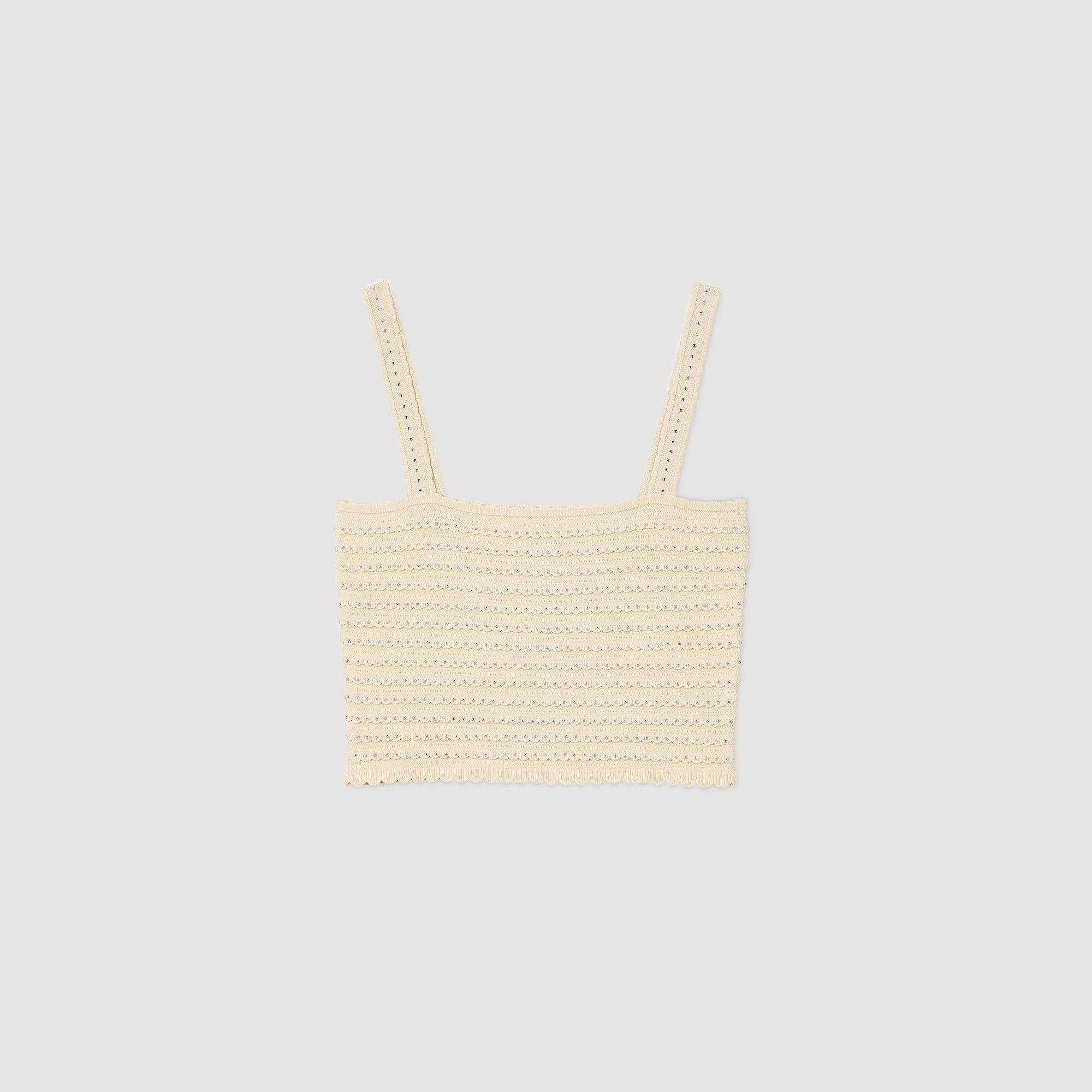 Top corto in maglia glitterata