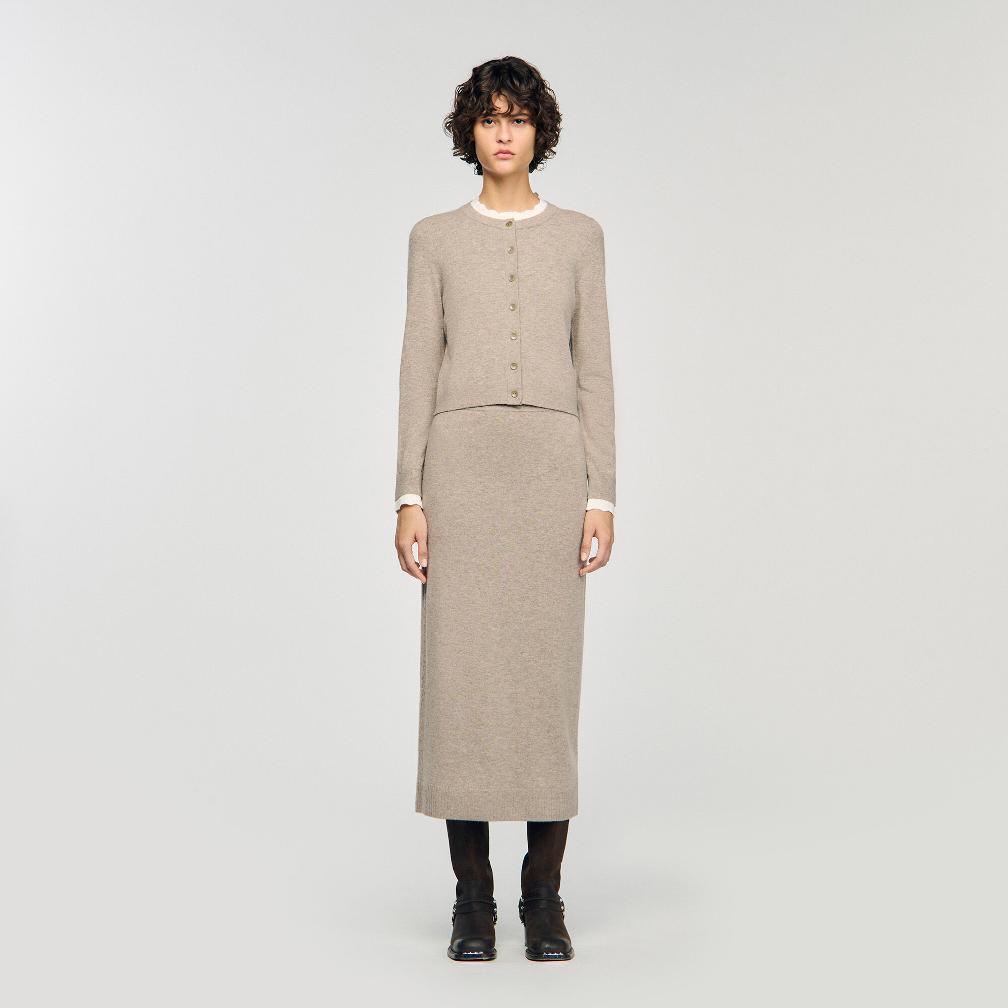 Cardigan con colletto a contrasto