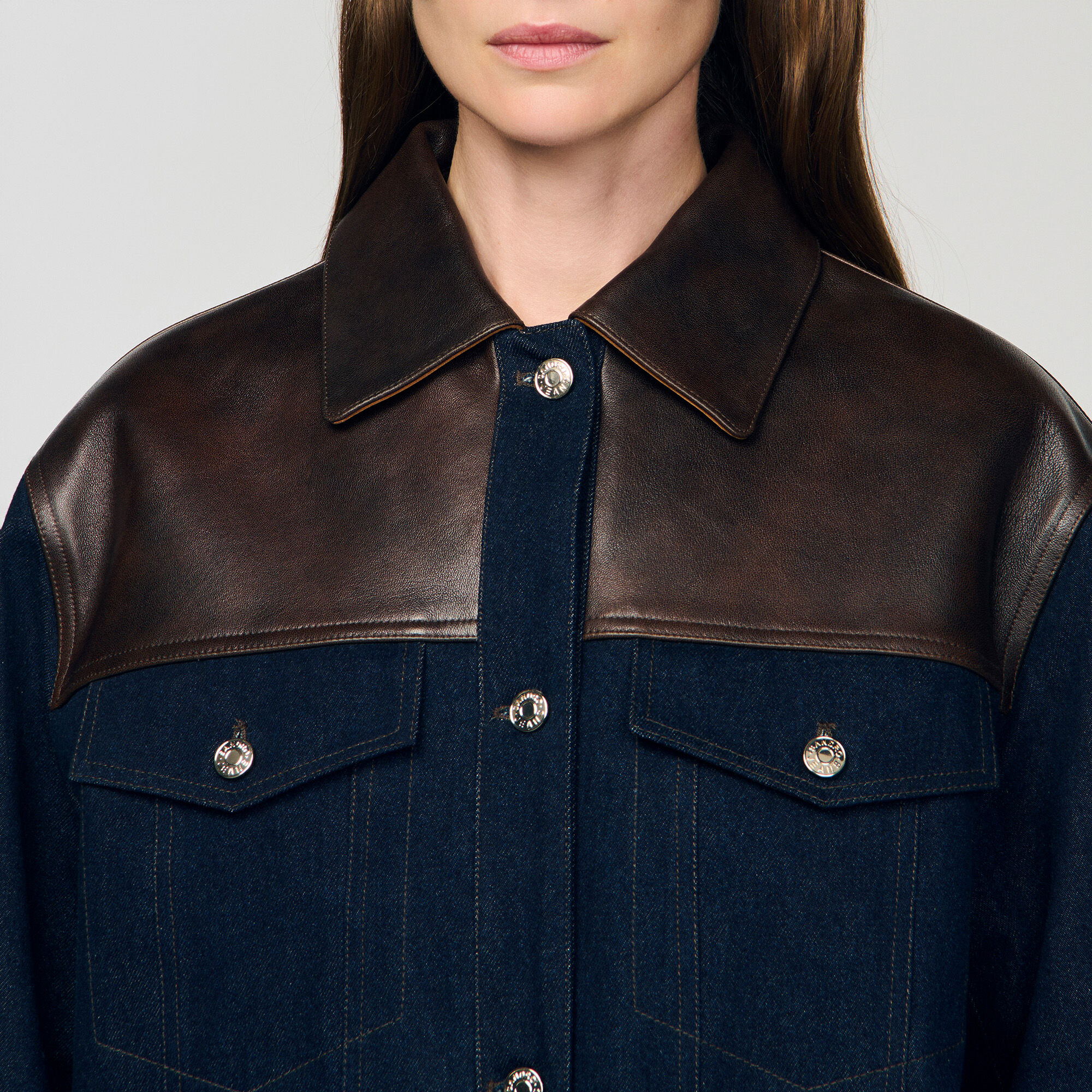Giubbotto in denim e pelle