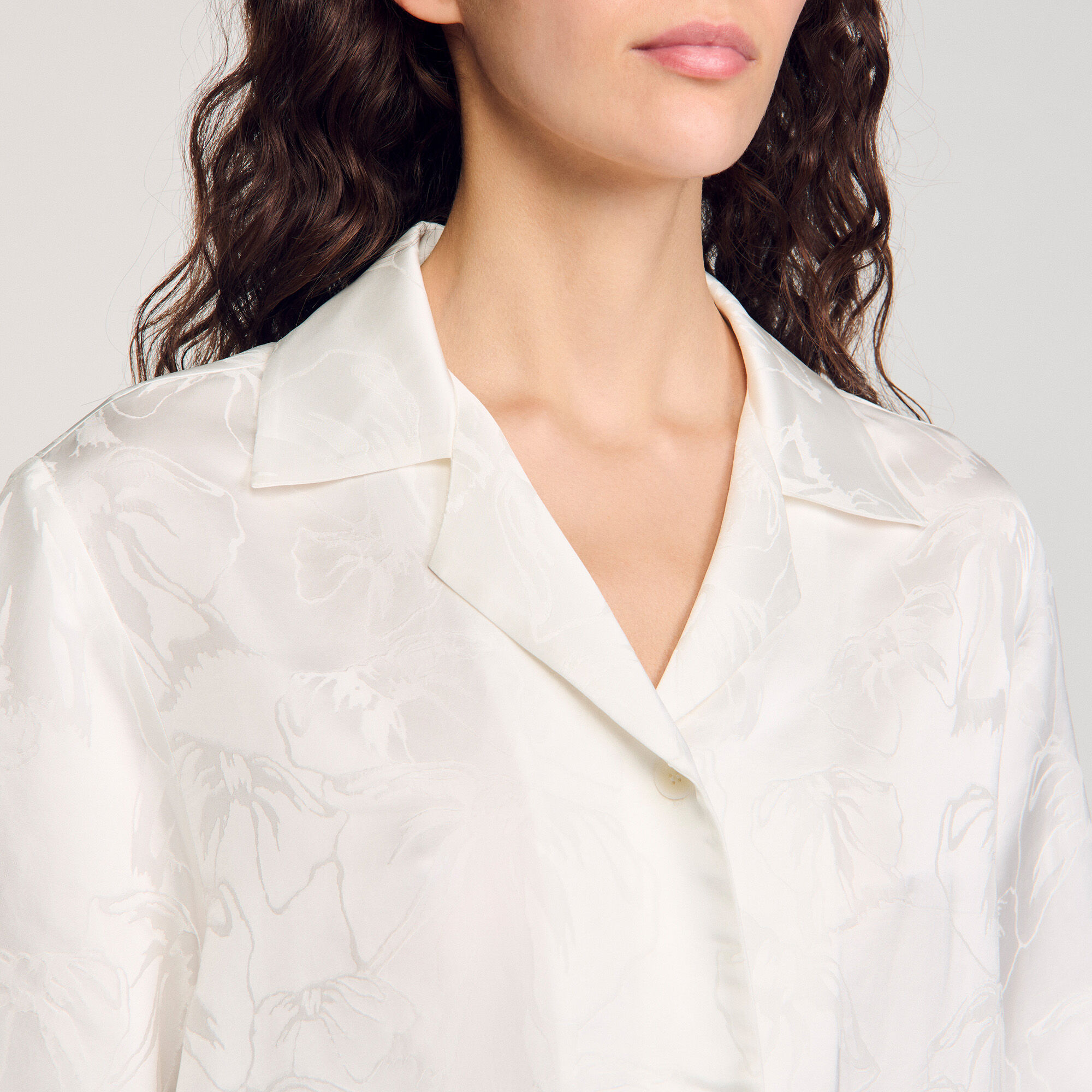 Camicia corta con fiorri in jacquard