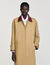 Trench lungo con colletto in pelle