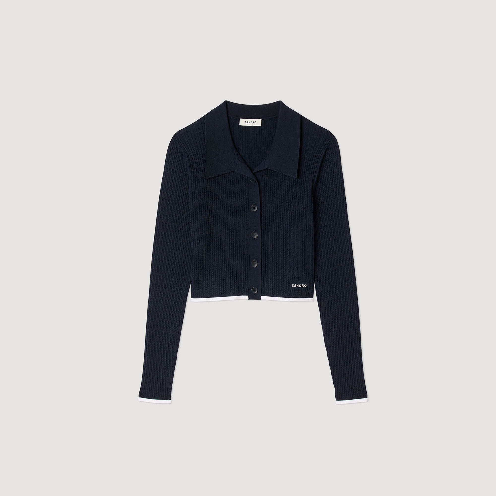 Cardigan corto con colletto polo