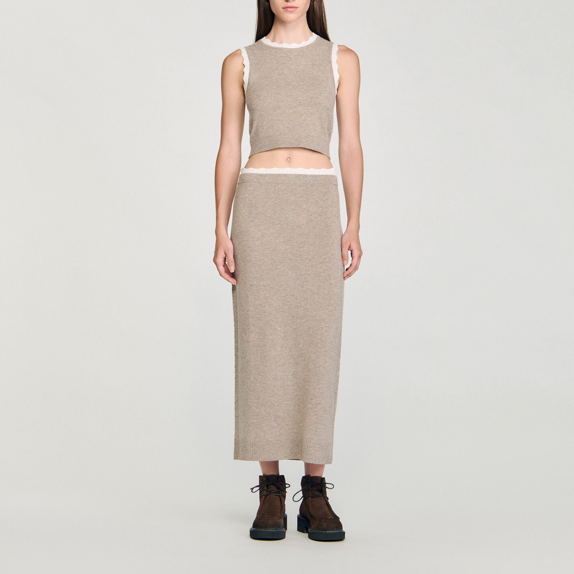 Gonna lunga in maglia bicolore - Donna | Sandro