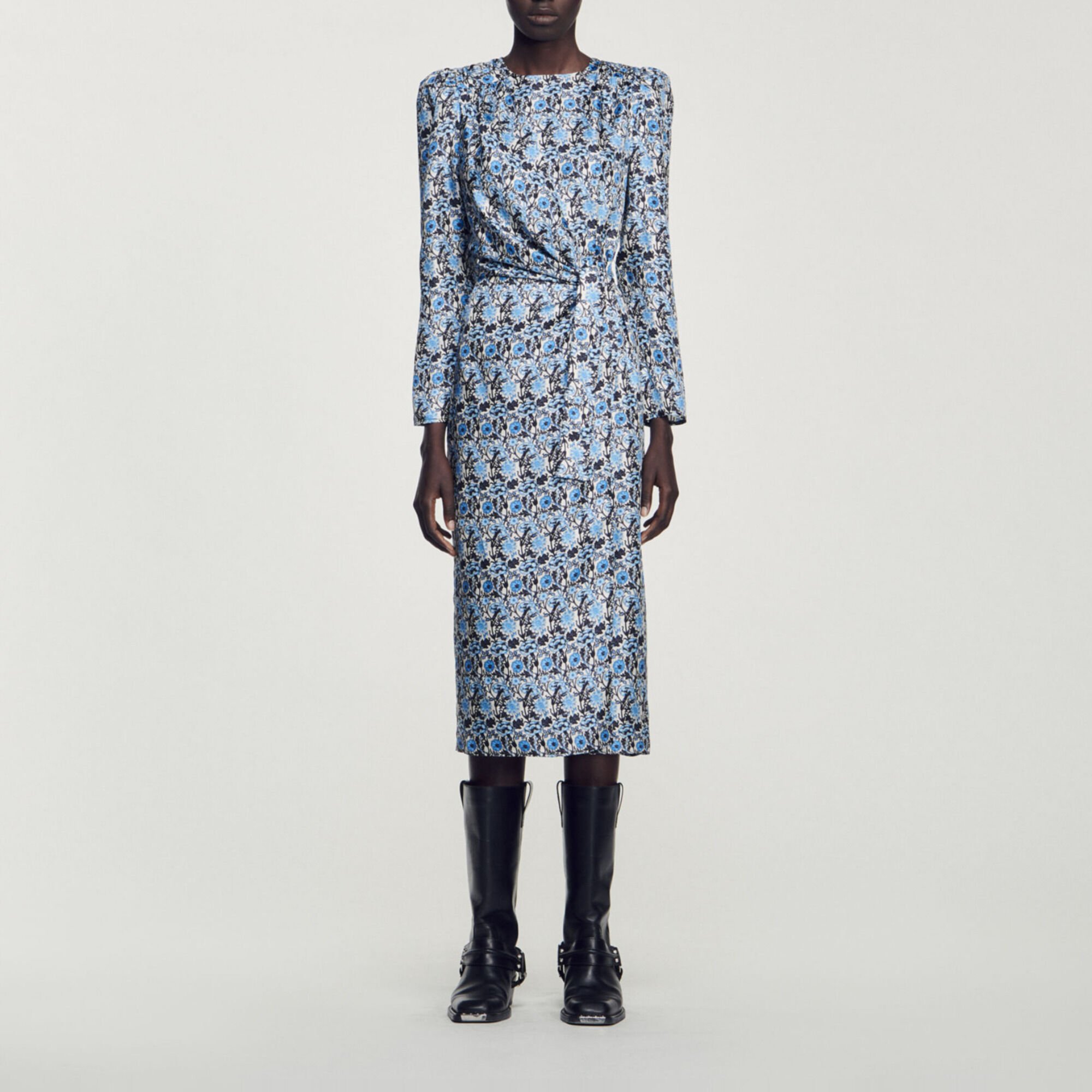 Abito lungo in seta drappeggiata