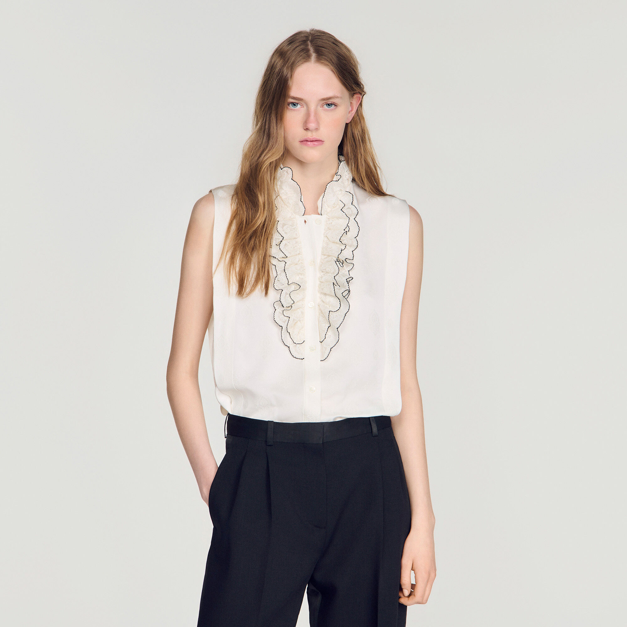 Camicia con colletto a volant