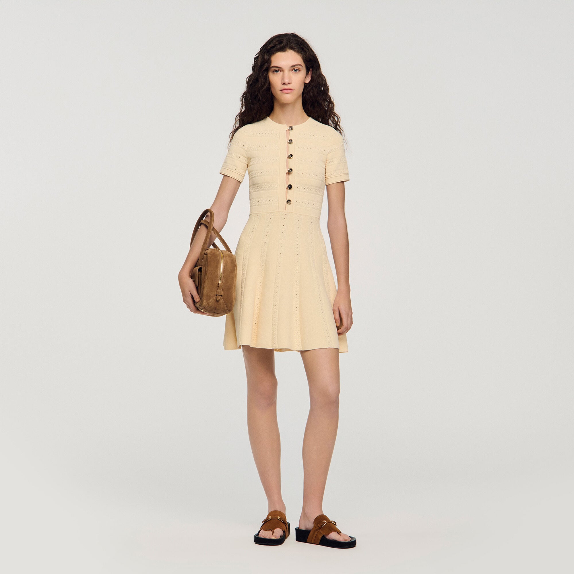 Abito corto in maglia floreale