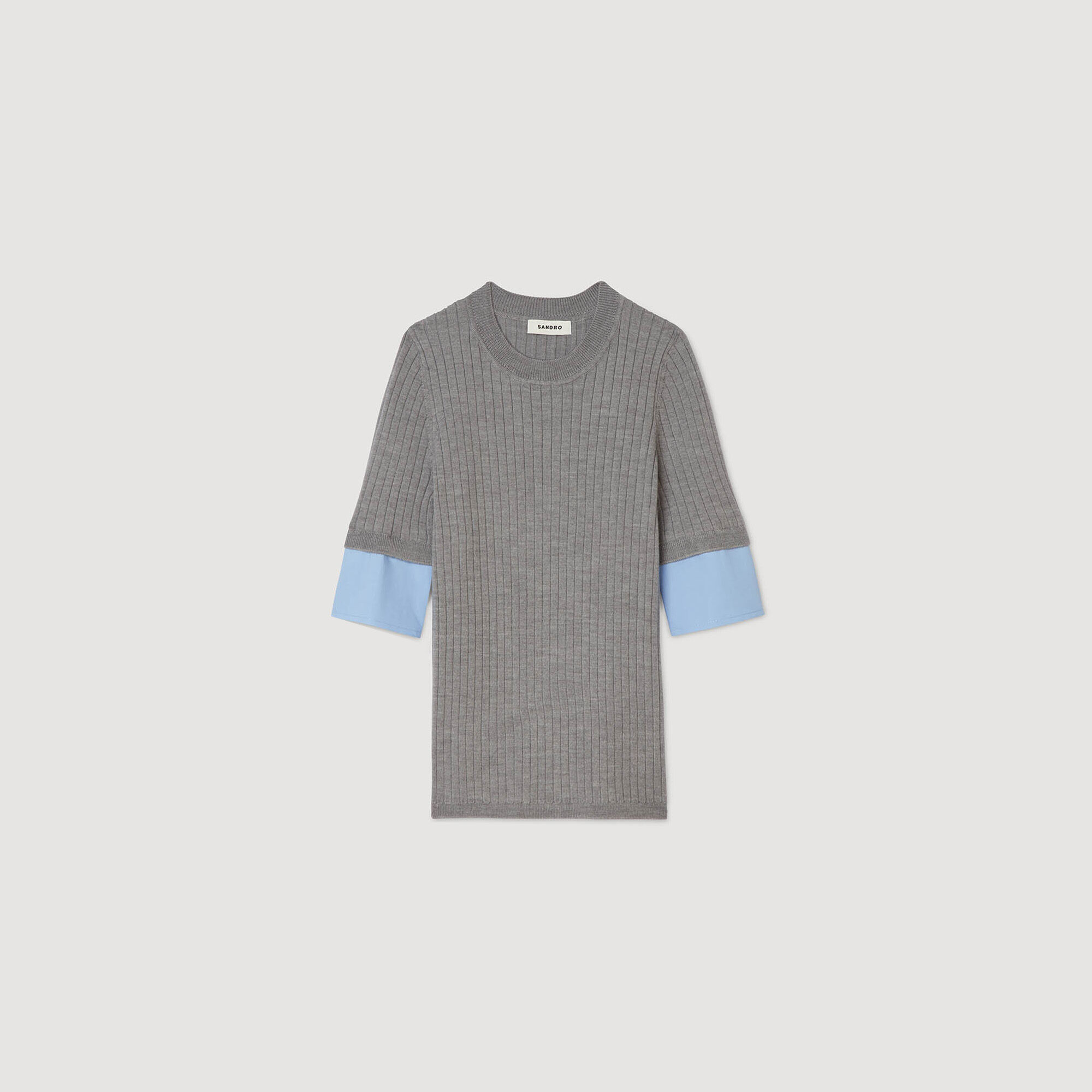 Maglione a maniche corte contrasto
