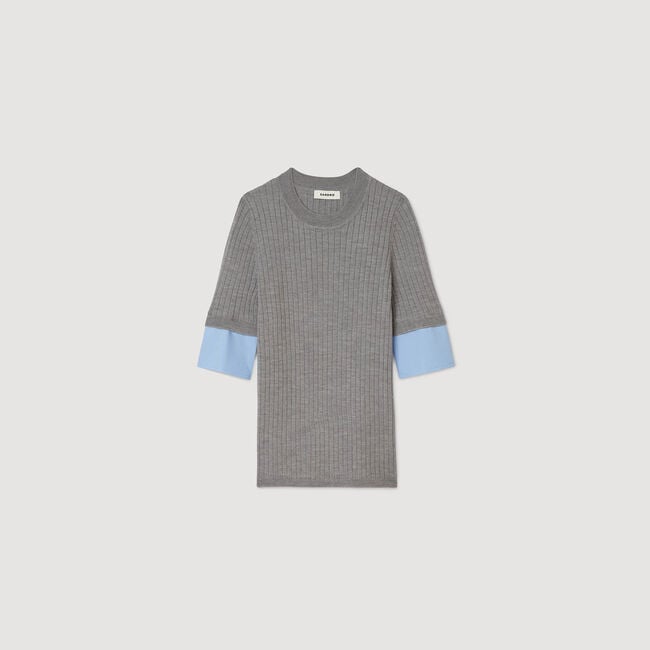 Maglione a maniche corte contrasto