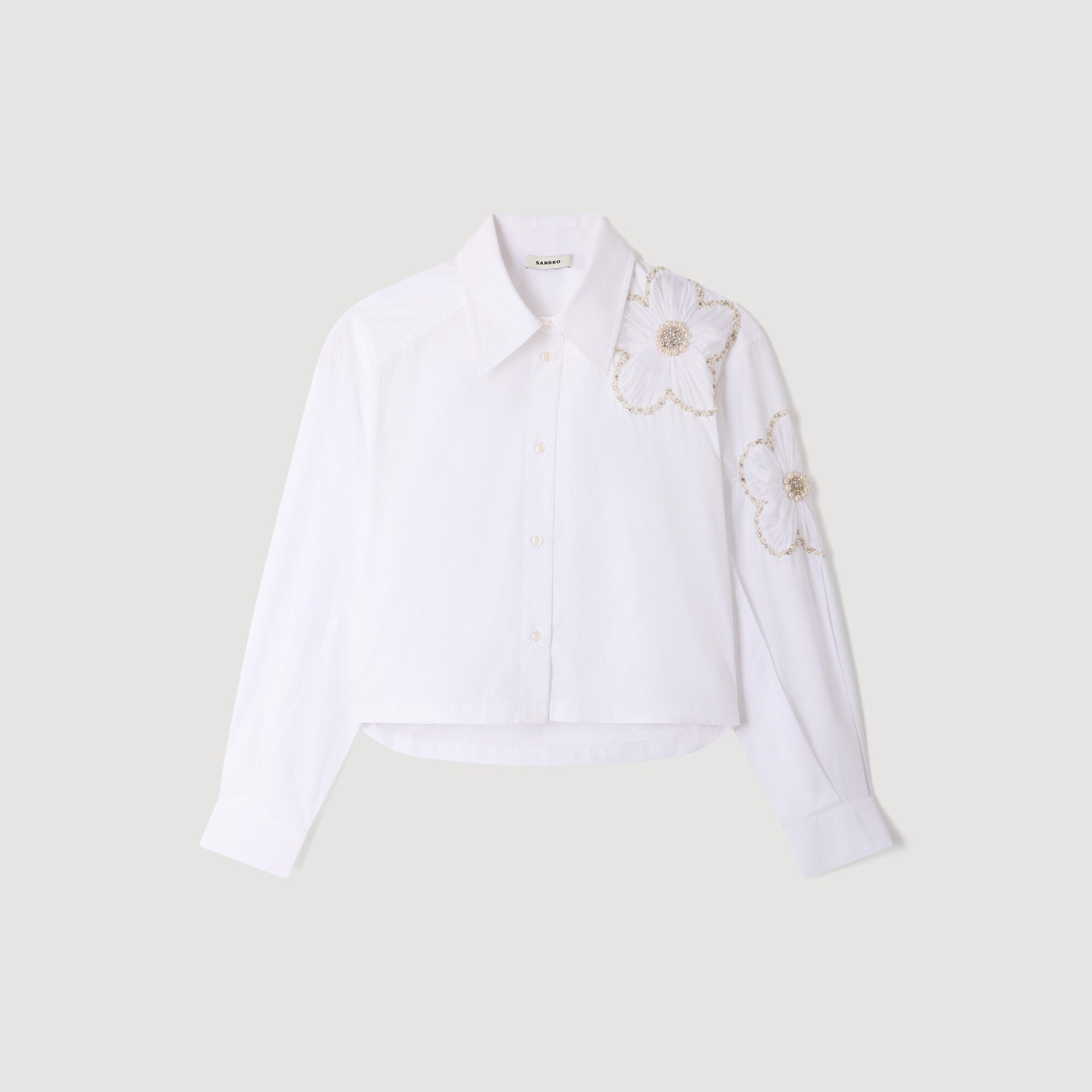 Camicia a righe ricamata