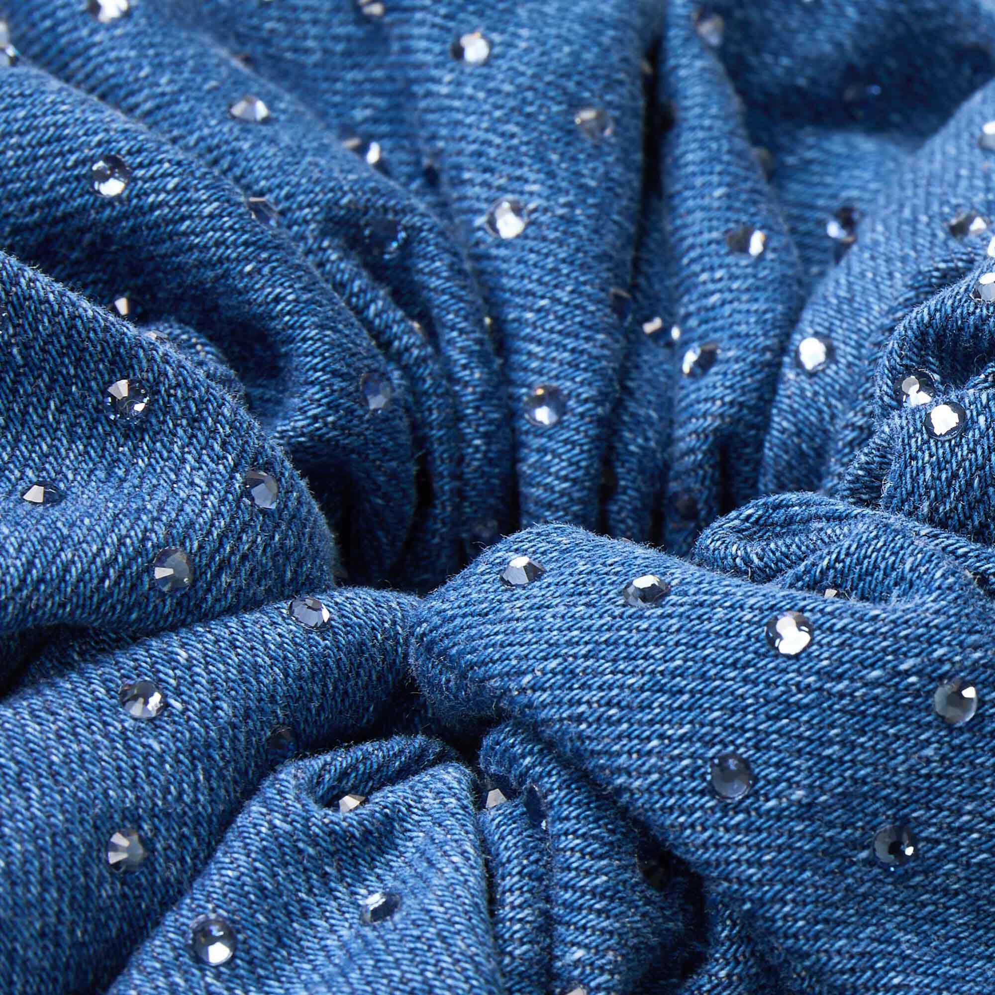 Elastico arricciato in denim glitterato