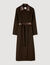 Cappotto lungo in lana e pelle