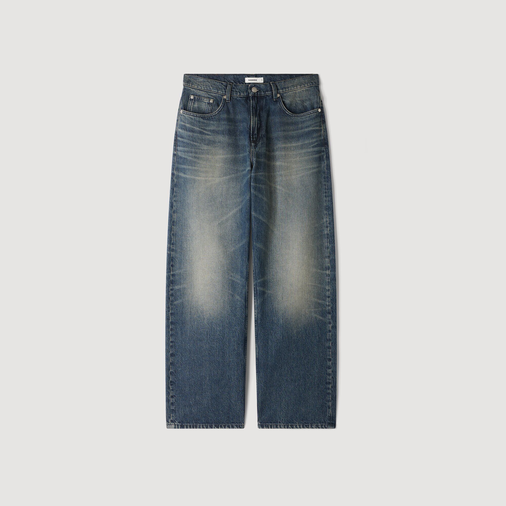 Jeans baggy d&eacute;lav&eacute; in cotone - Uomo | Sandro