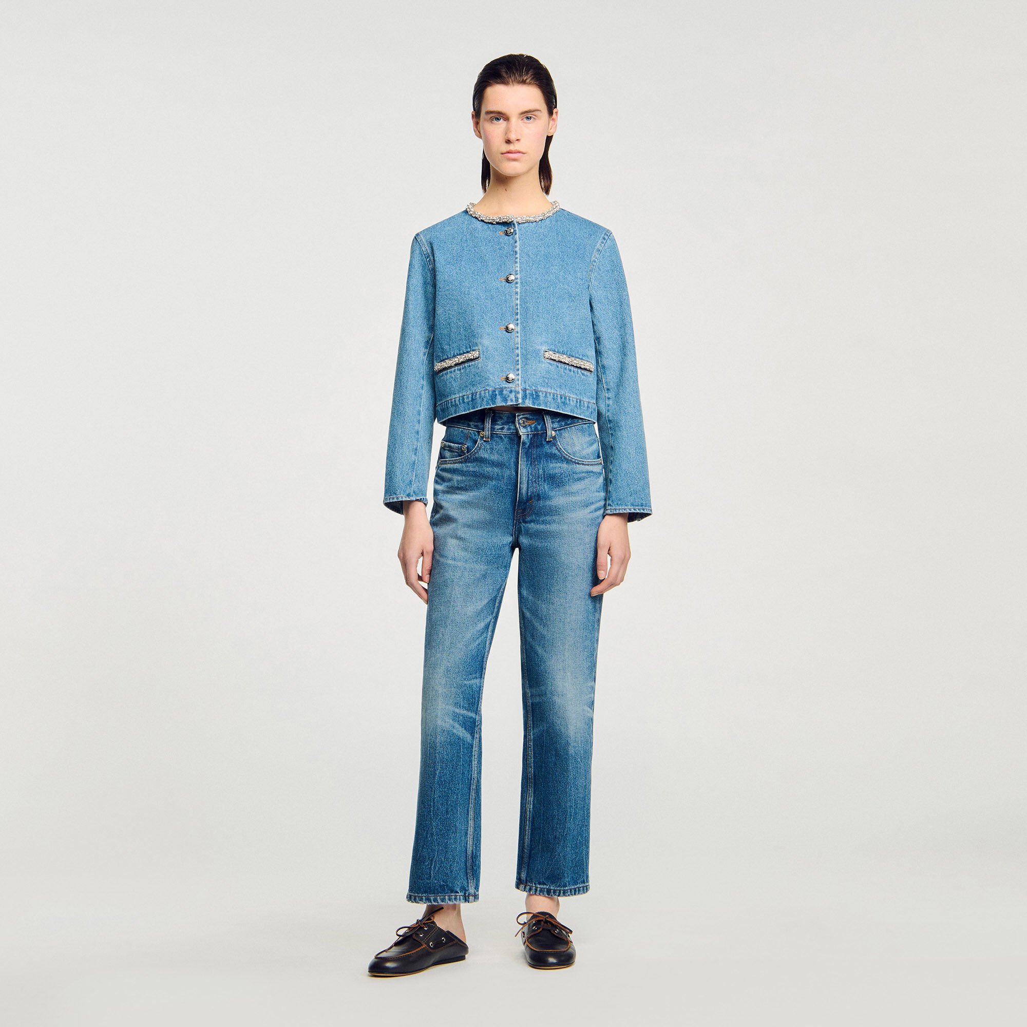 Giubbotto in denim con strass