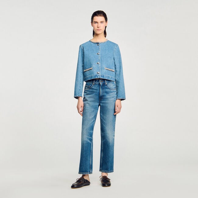 Giubbotto in denim con strass