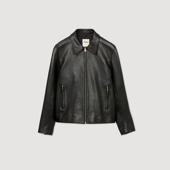 Giubbotto in pelle con zip