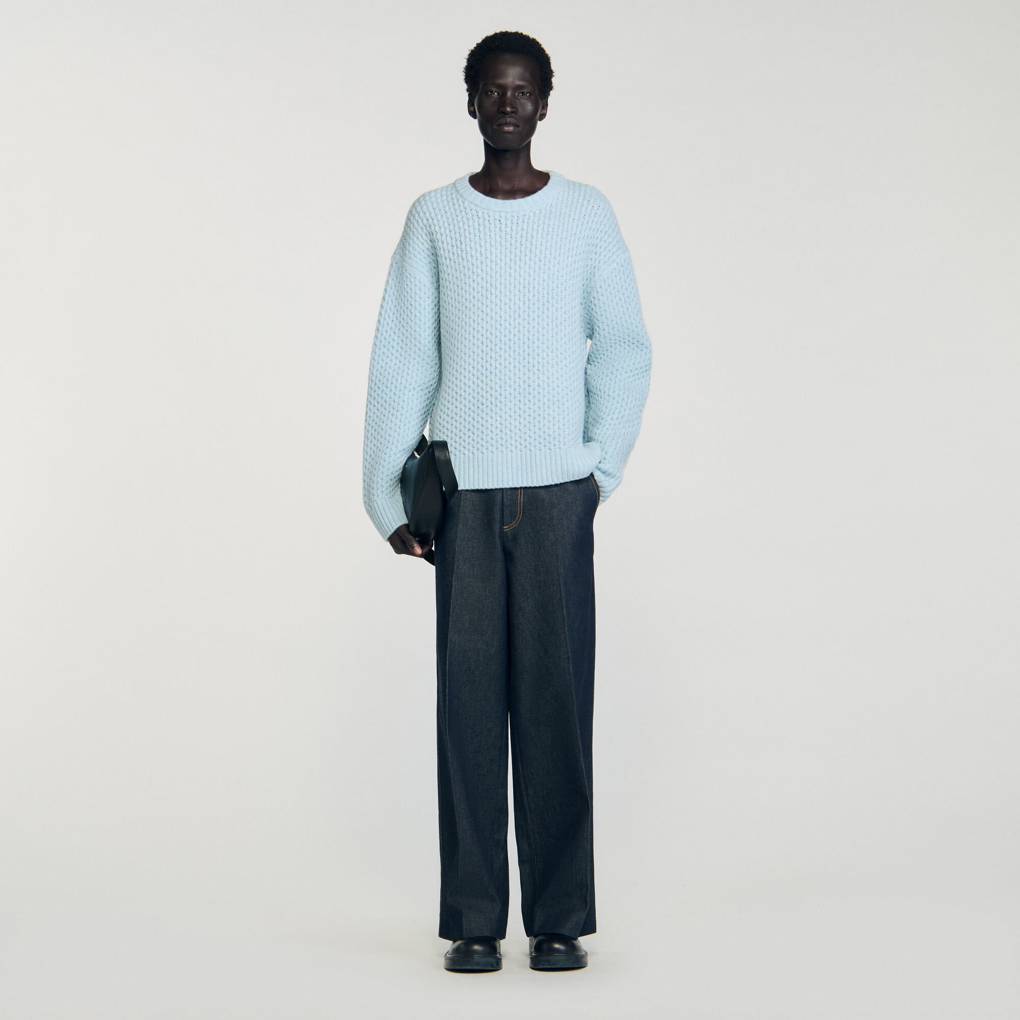 Maglione in lana punto nido d'ape