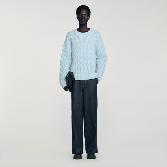 Maglione in lana punto nido d'ape