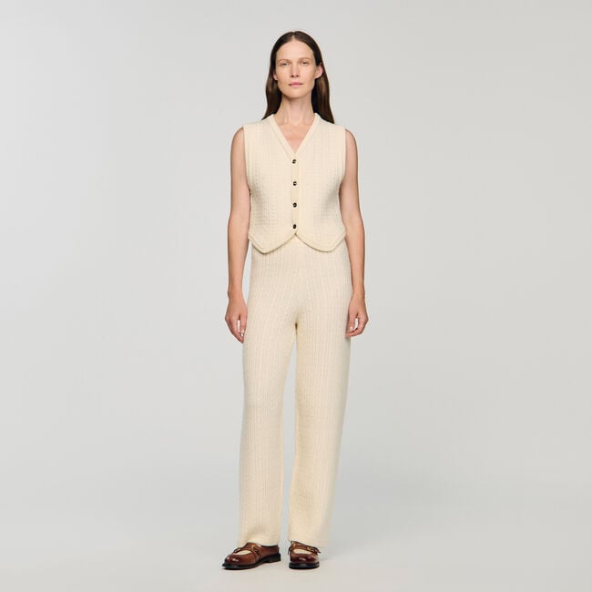 Pantaloni in maglia a trecce
