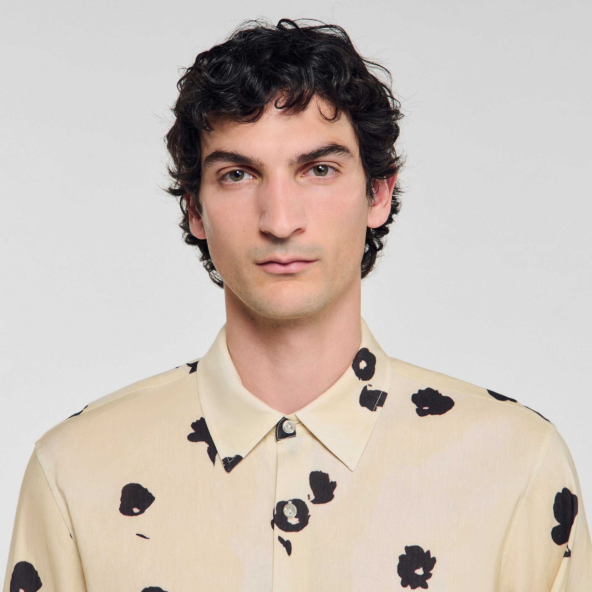 Camicia in lino con stampa a fiori