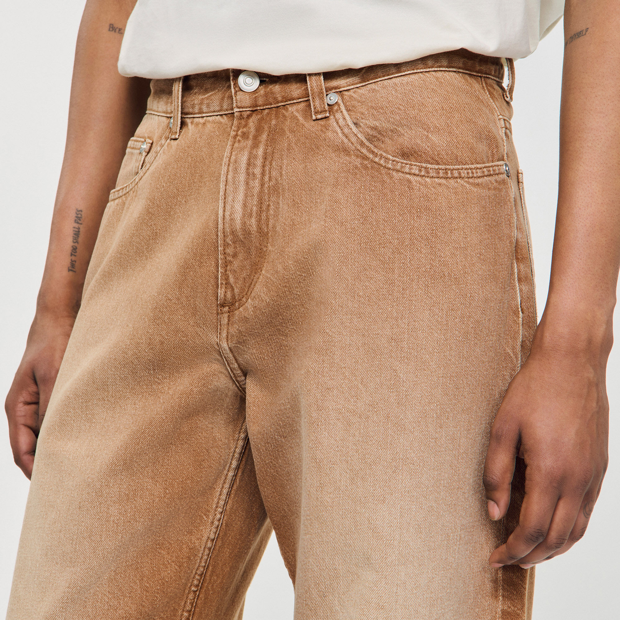 Jeans baggy in cotone délavé