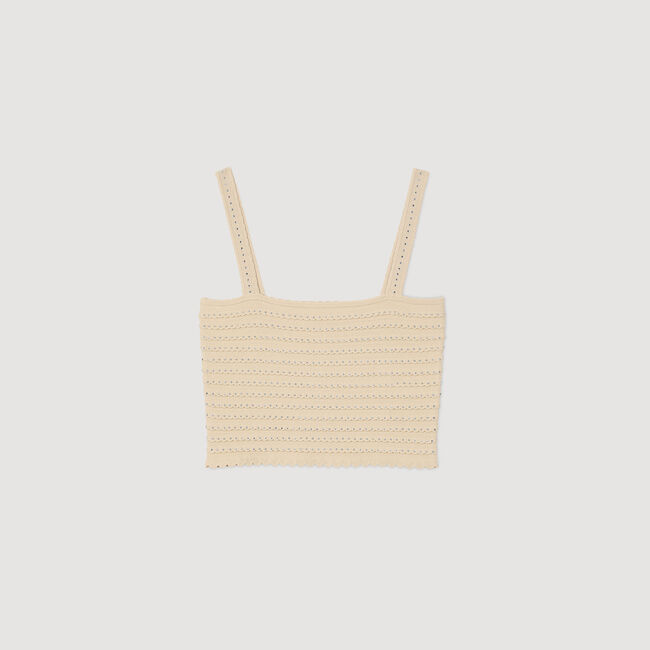 Top corto in maglia glitterata