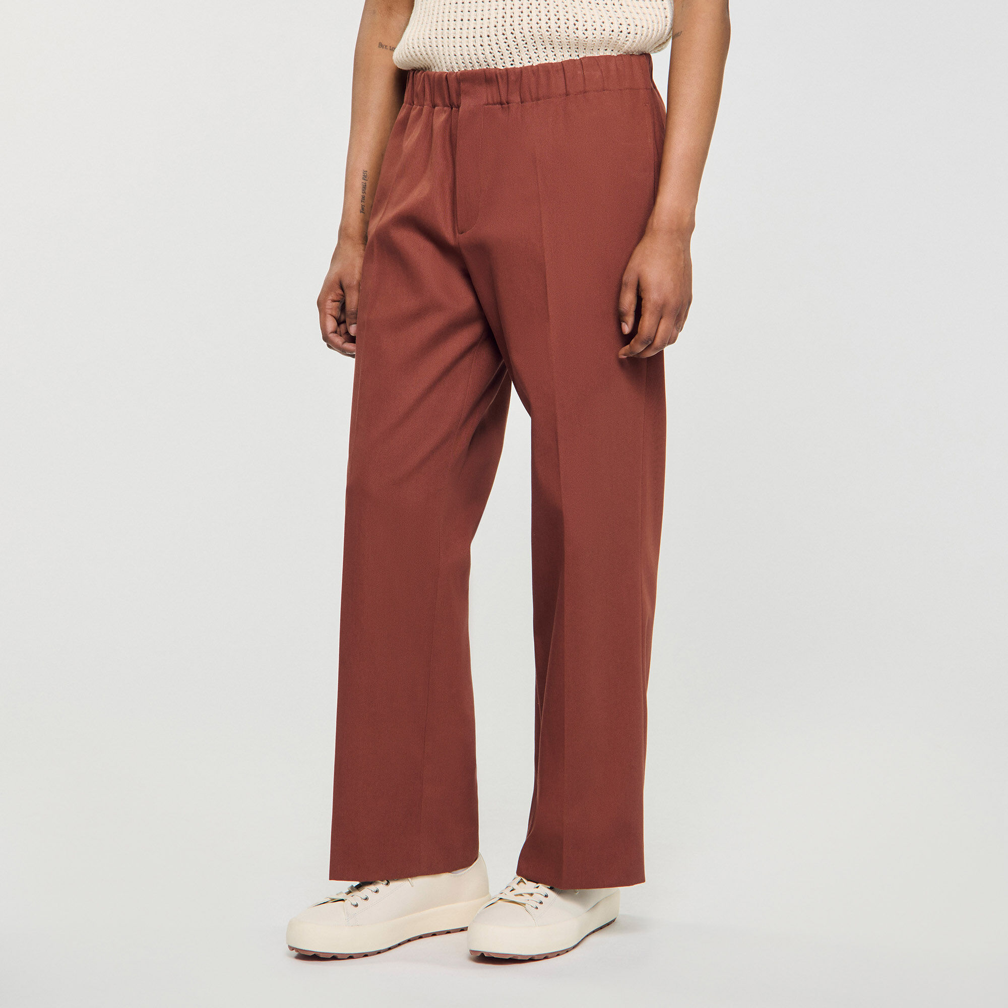 Pantaloni larghi in cotone elasticizzato