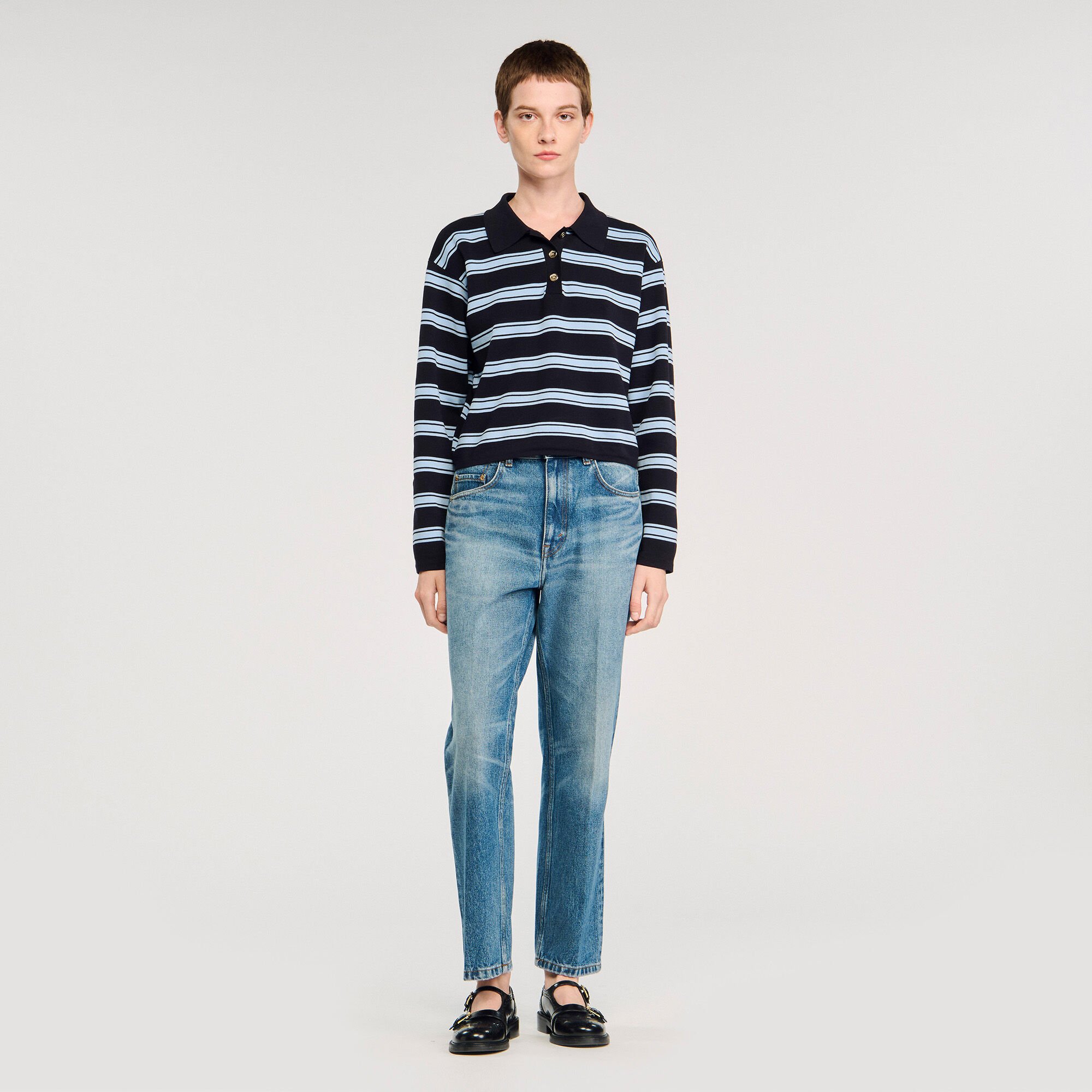 Maglione polo a righe