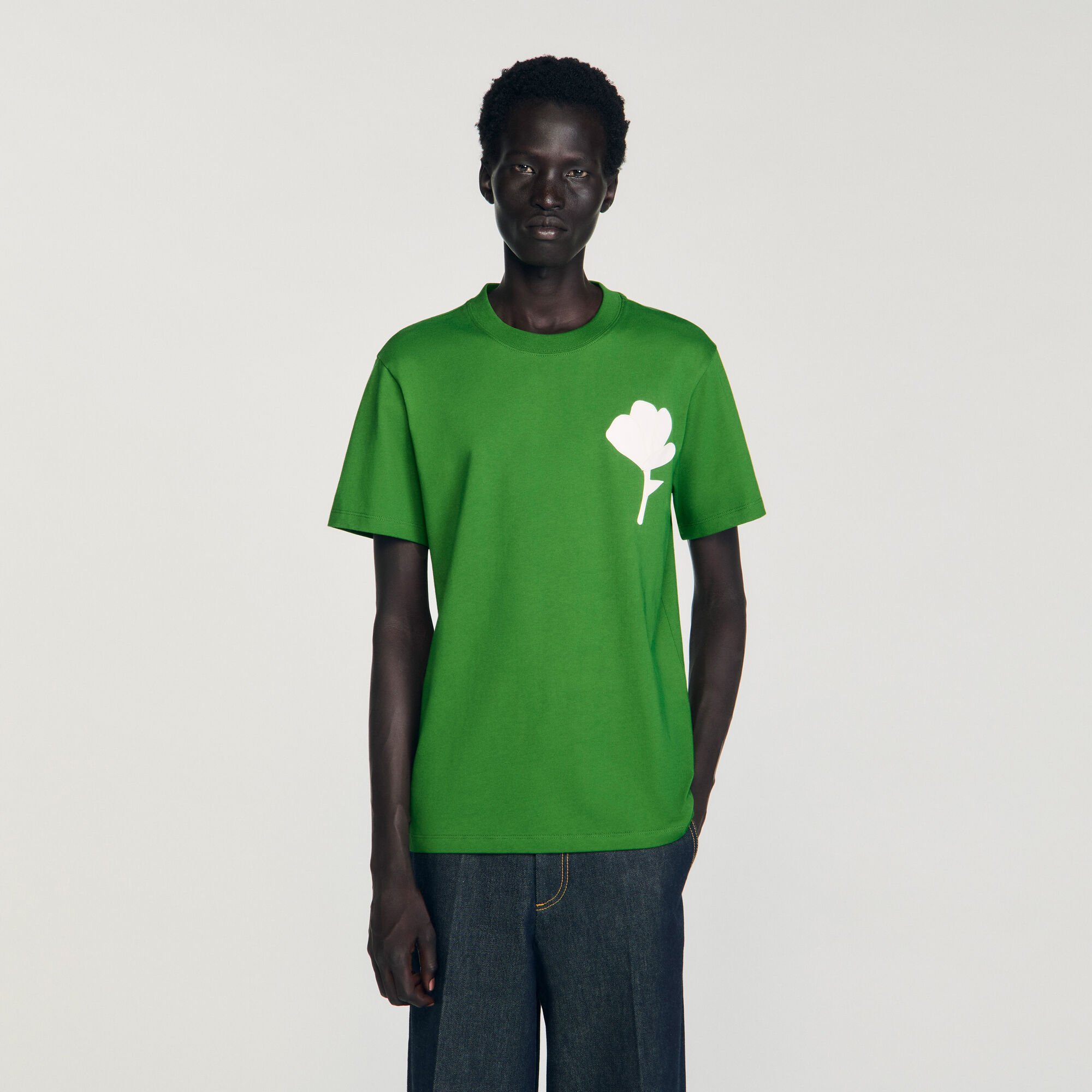 T-shirt con inserto a fiore