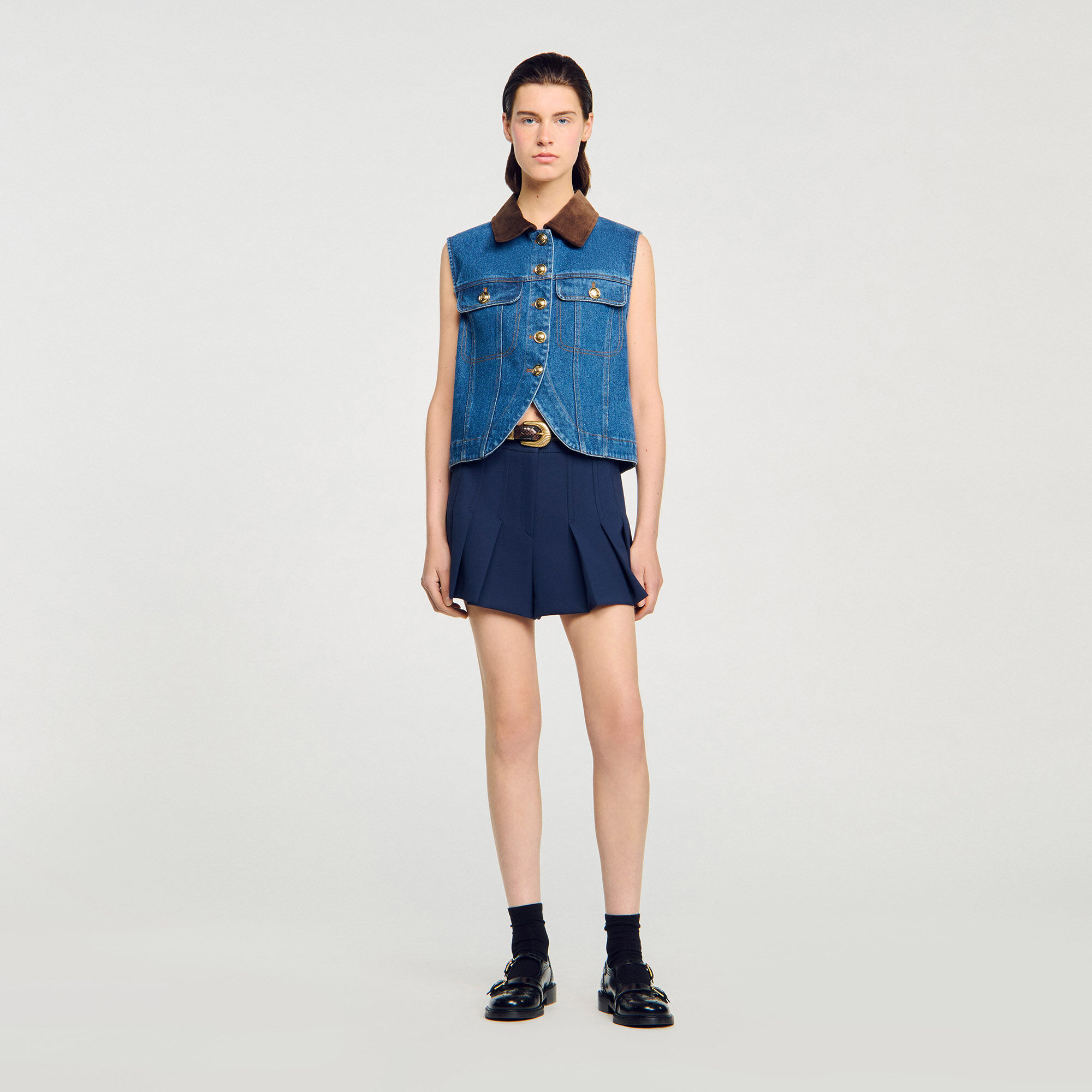 Giubbotto smanicato in denim
