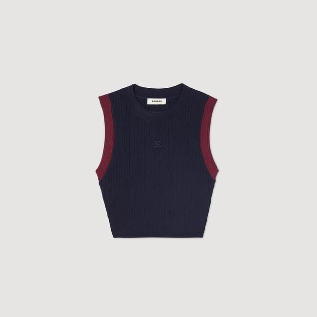 Top in maglia bicolore