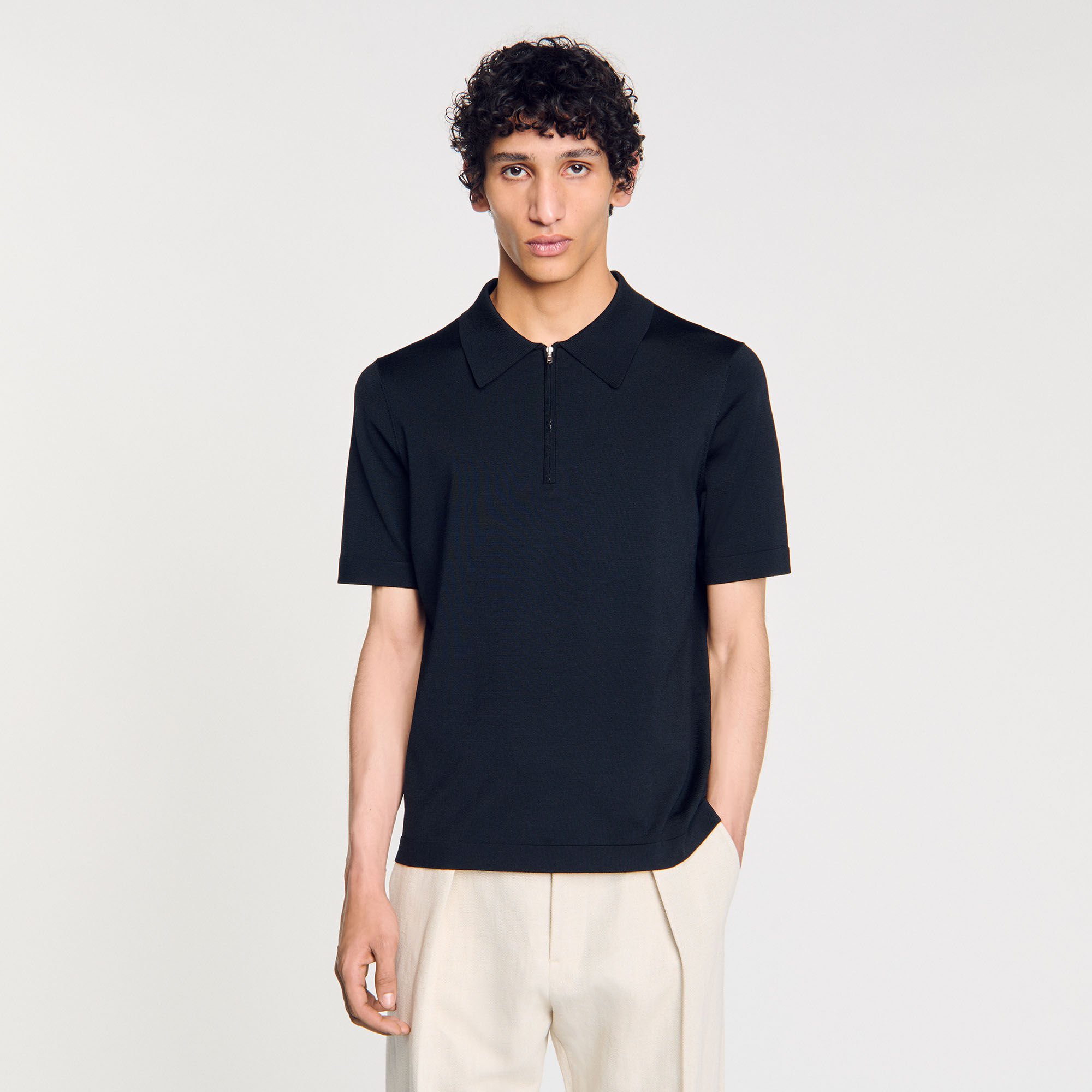 Polo in maglia con colletto con zip