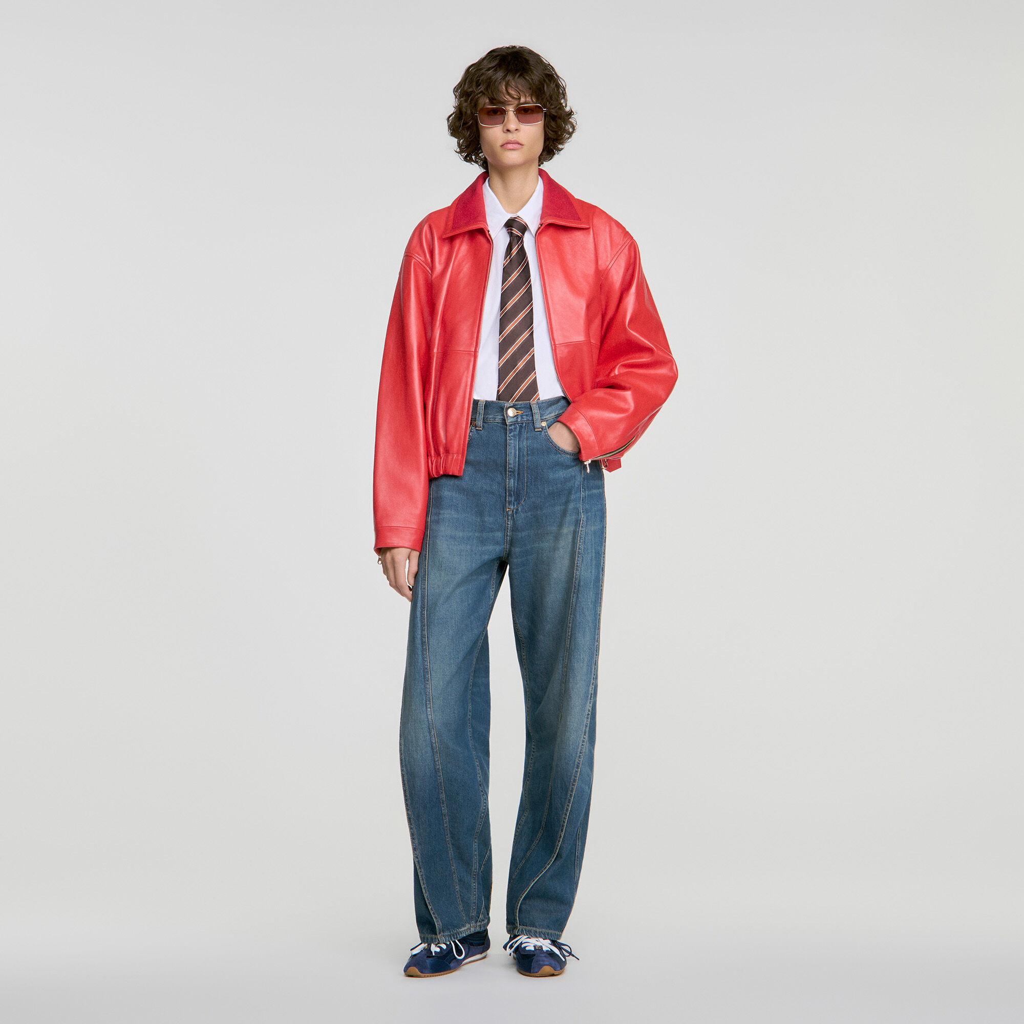 Jeans larghi con tagli impunturati - Donna | Sandro