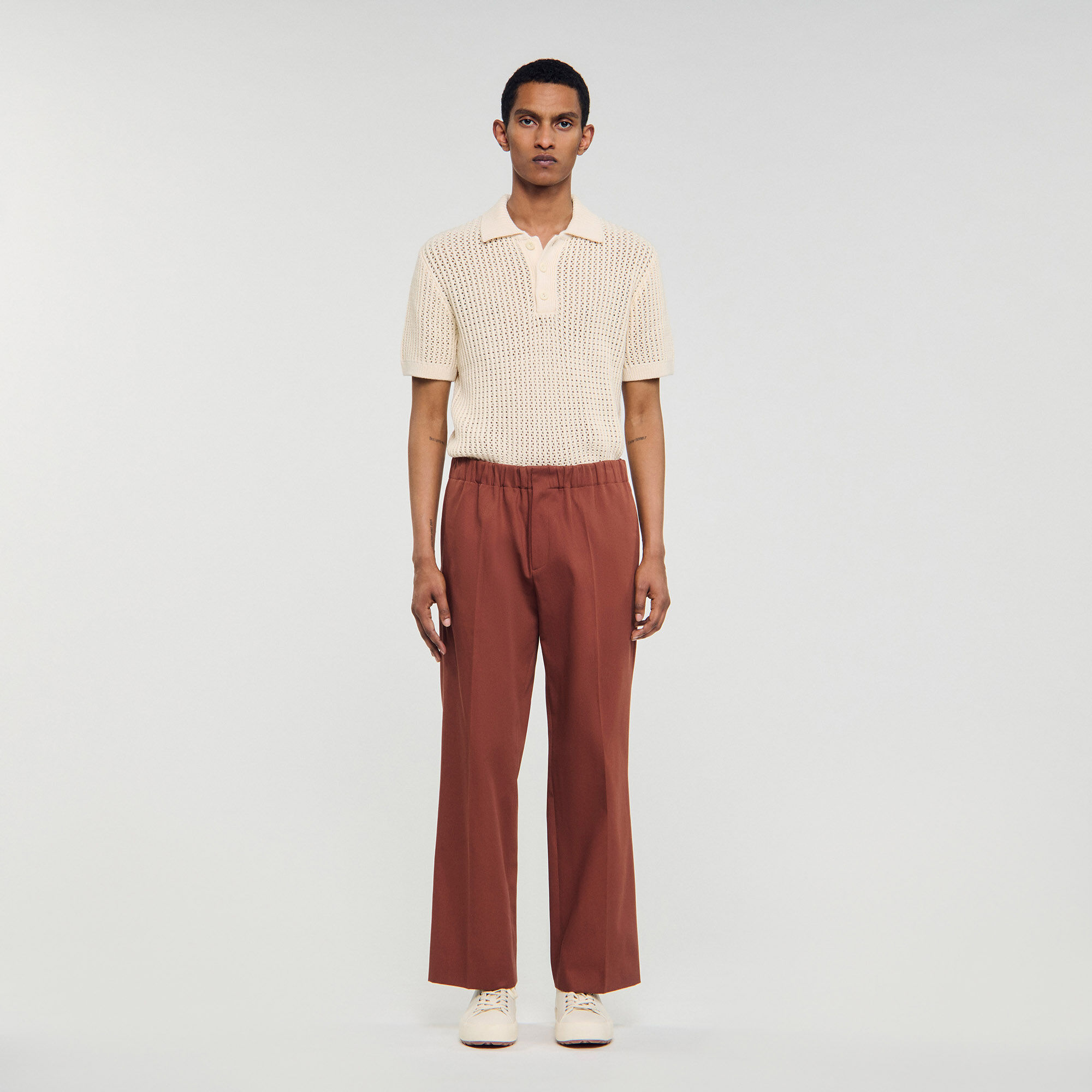 Pantaloni larghi in cotone elasticizzato