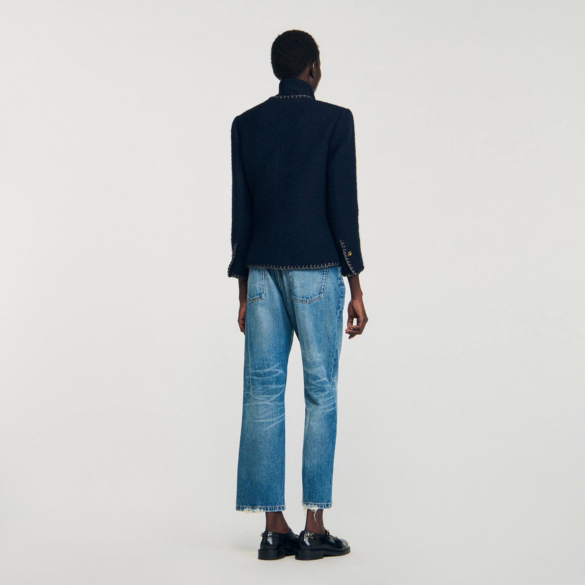 Giacca in tweed con bordi fantasia