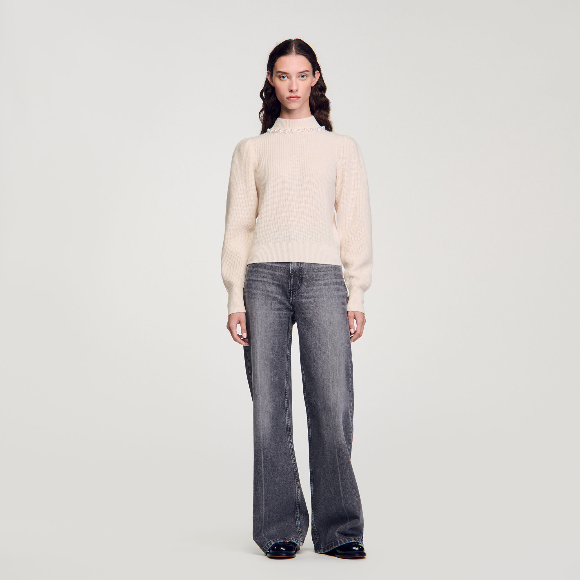 Maglione a coste in lana e cashmere