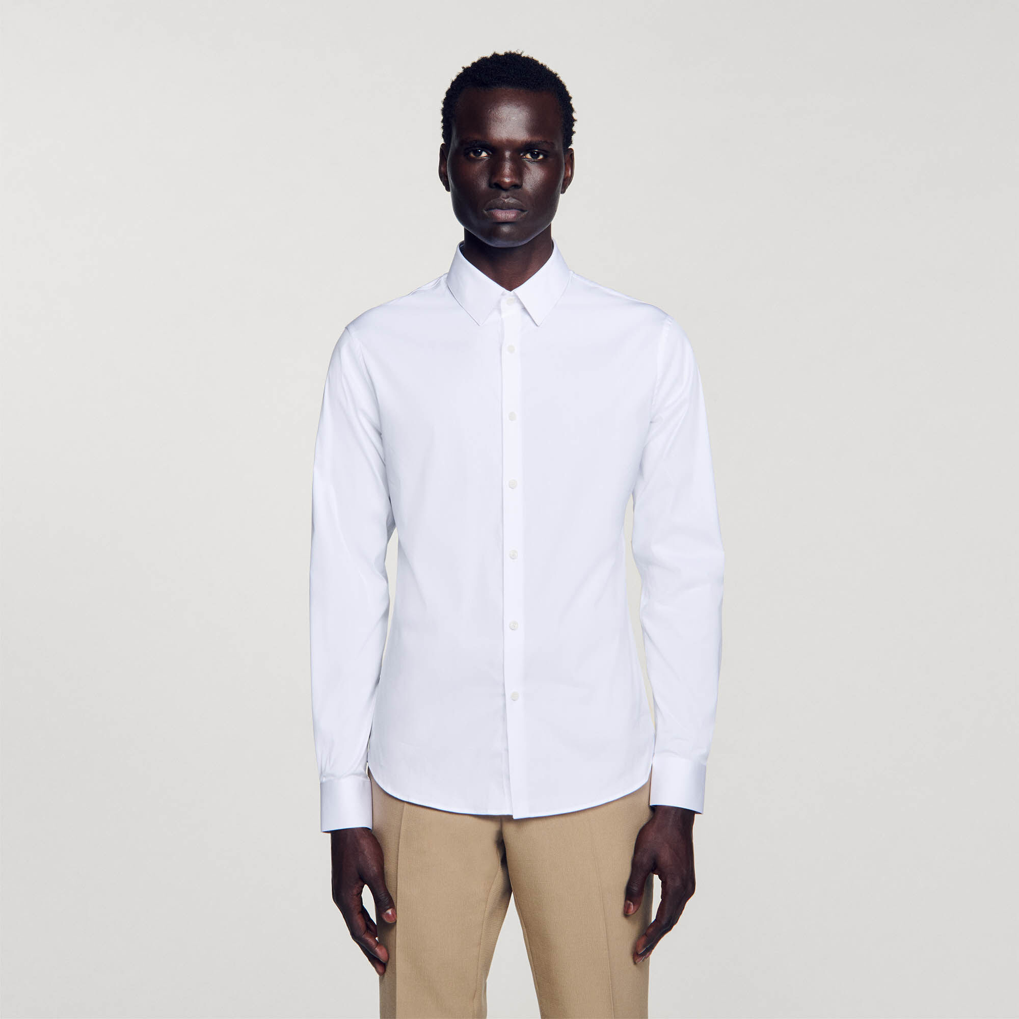Camicia aderente in cotone stretch