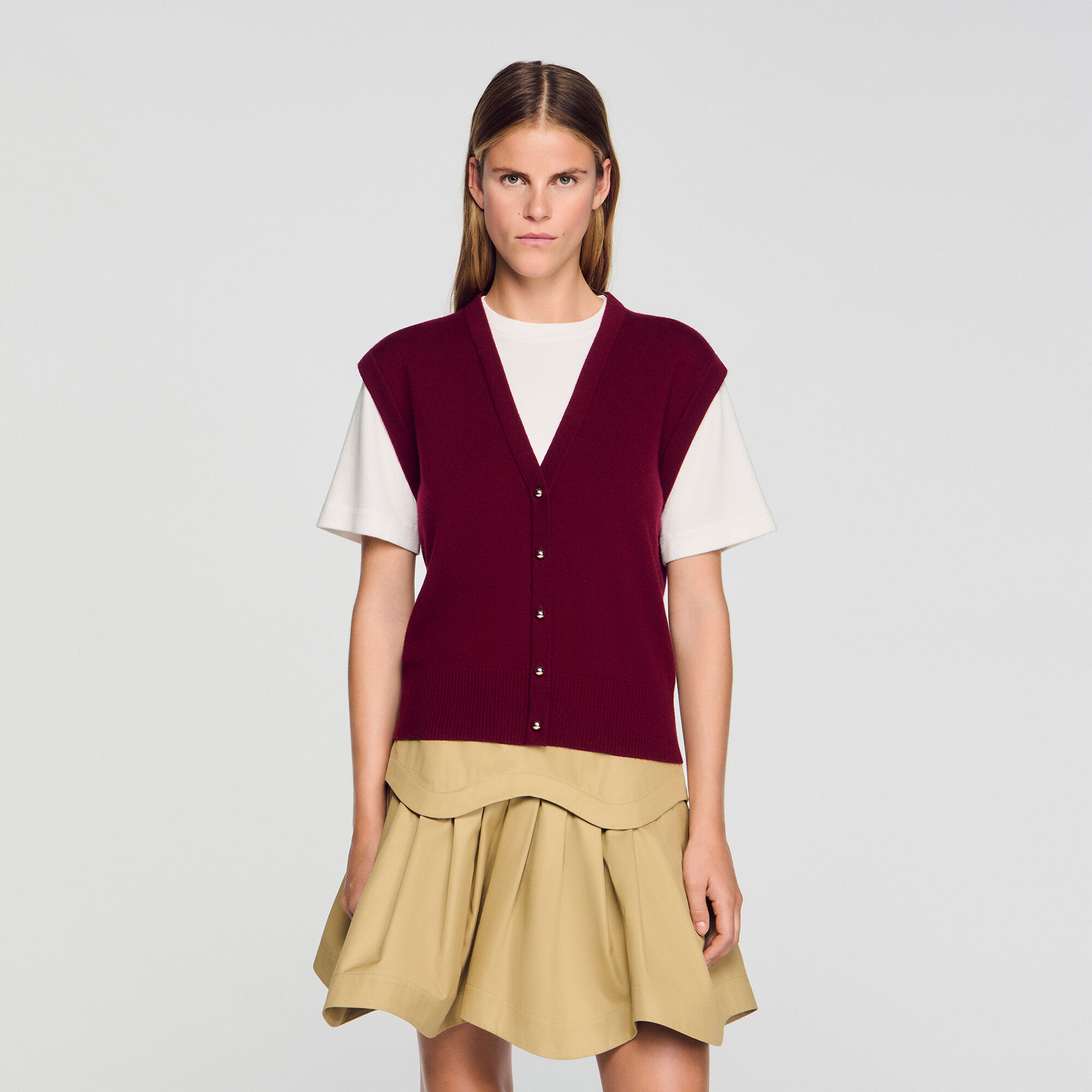 Maglione bicolor in lana e cashmere