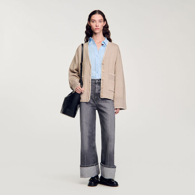 Cardigan con profilo a contrasto