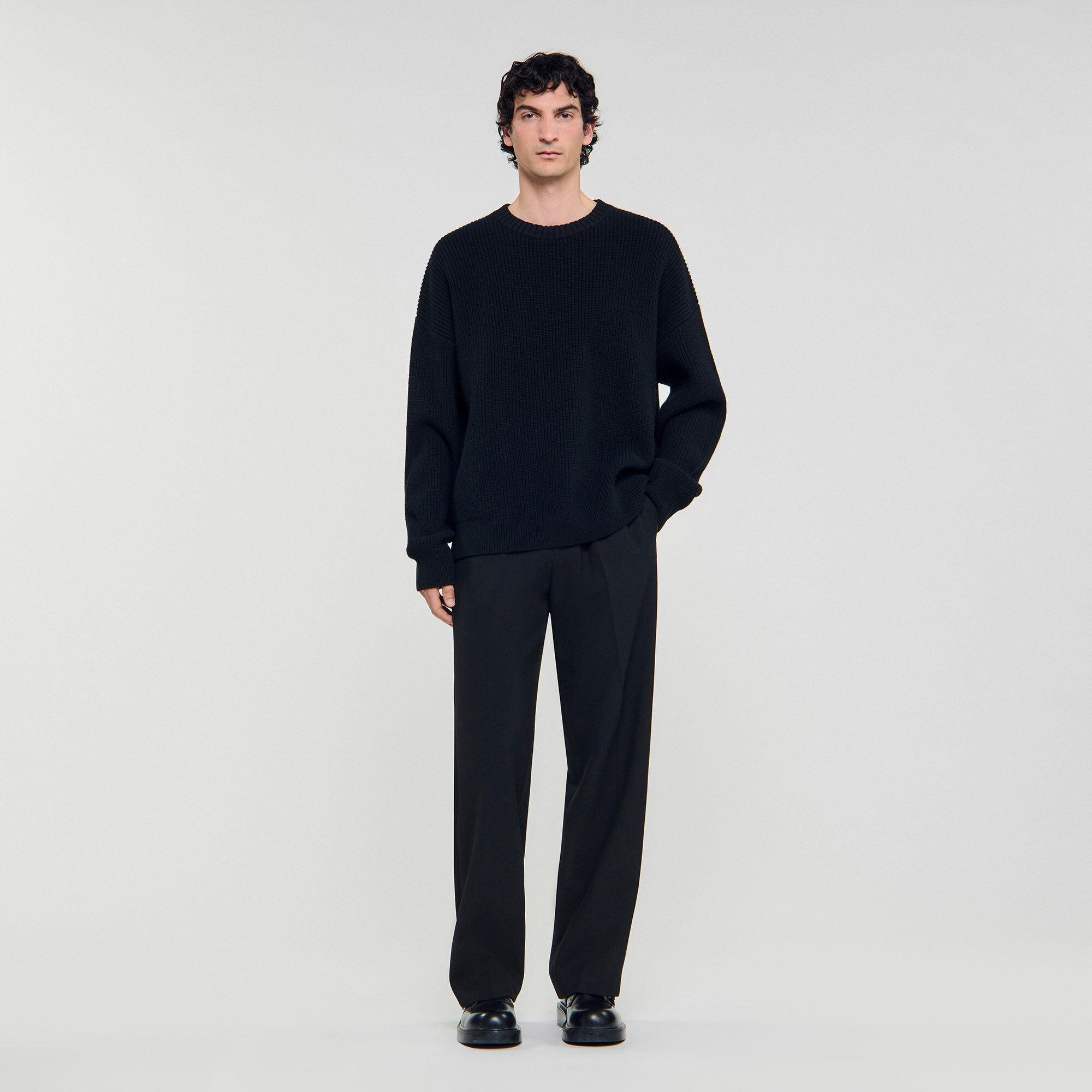 Maglione a coste in maglia
