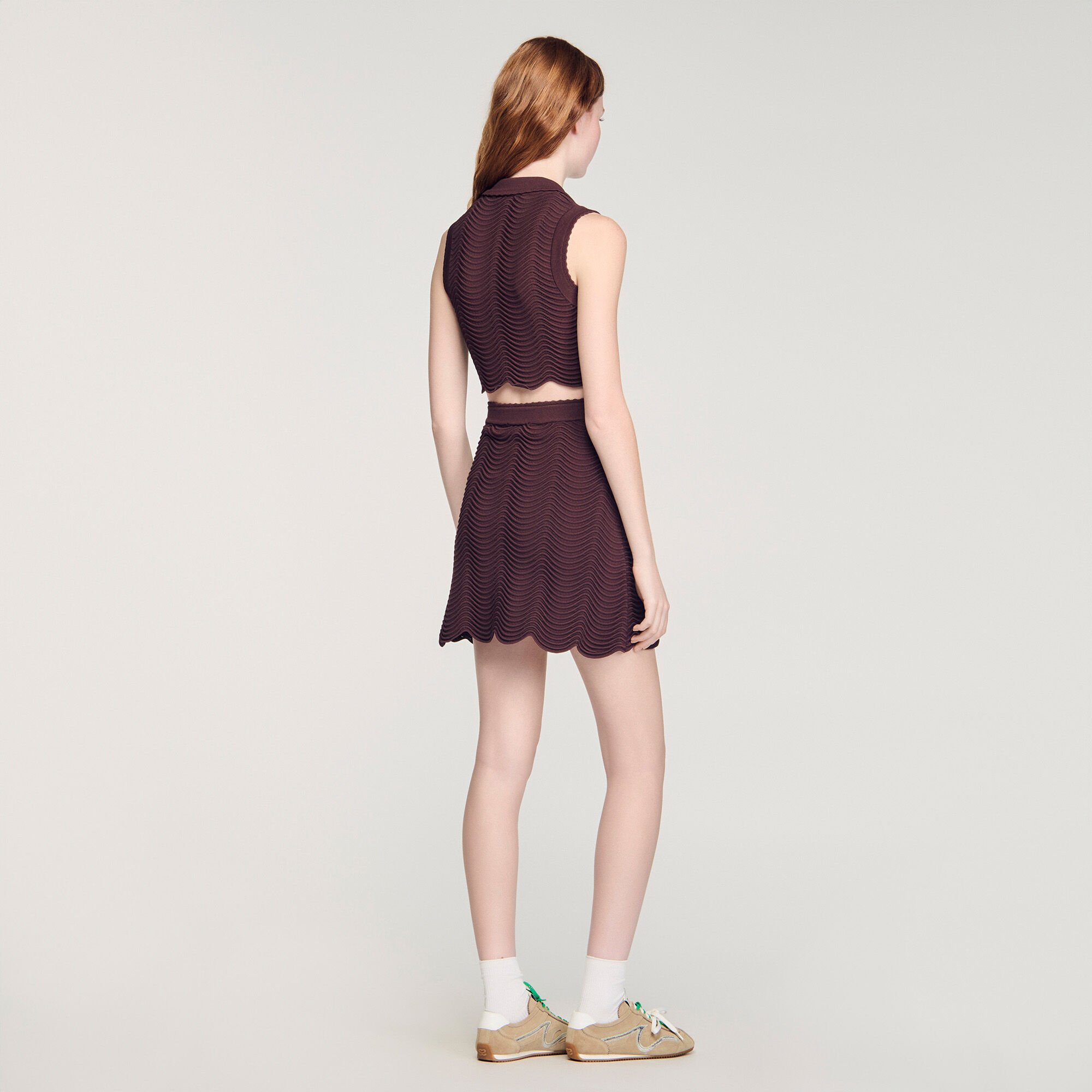 Top corto in maglia fantasia