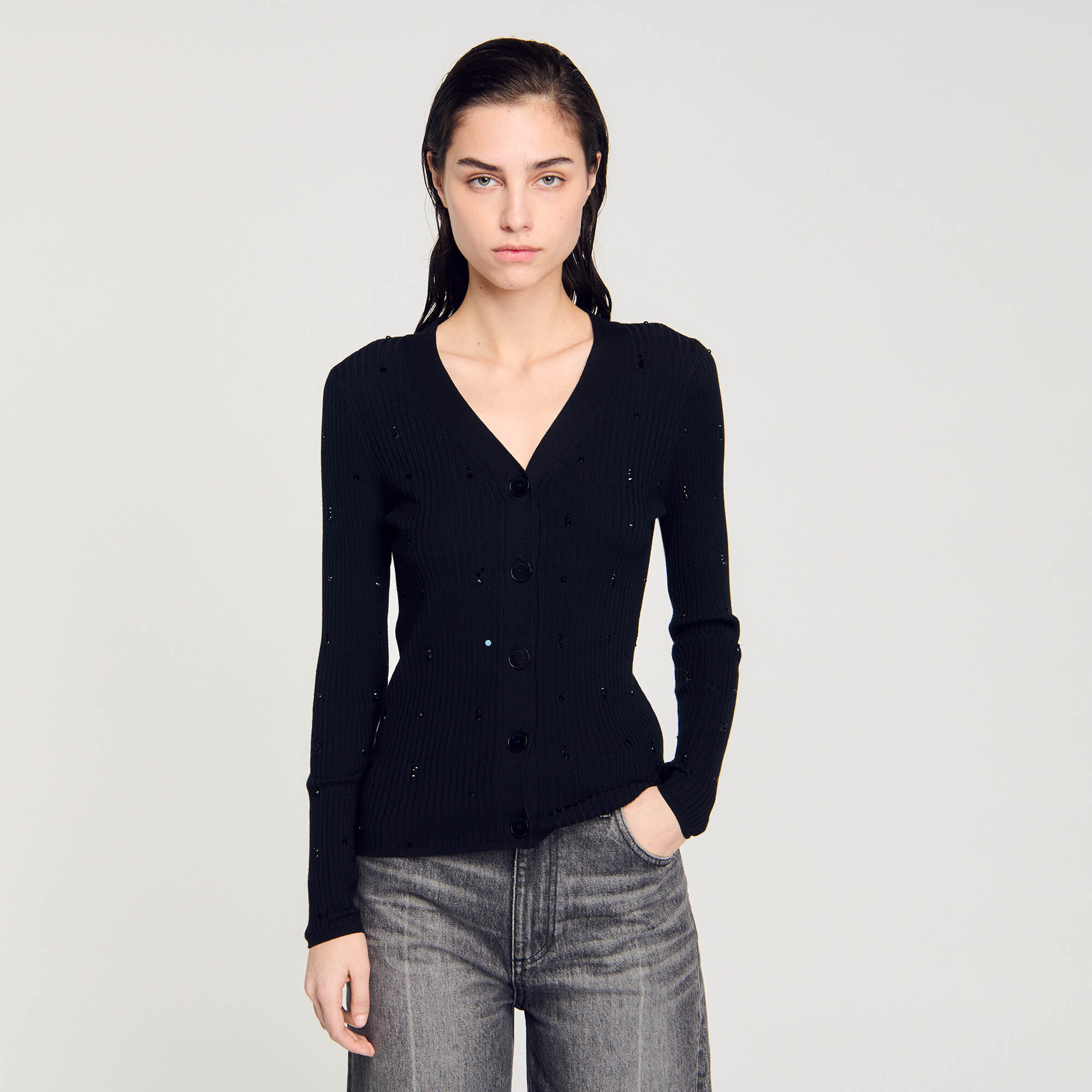 Cardigan con strass