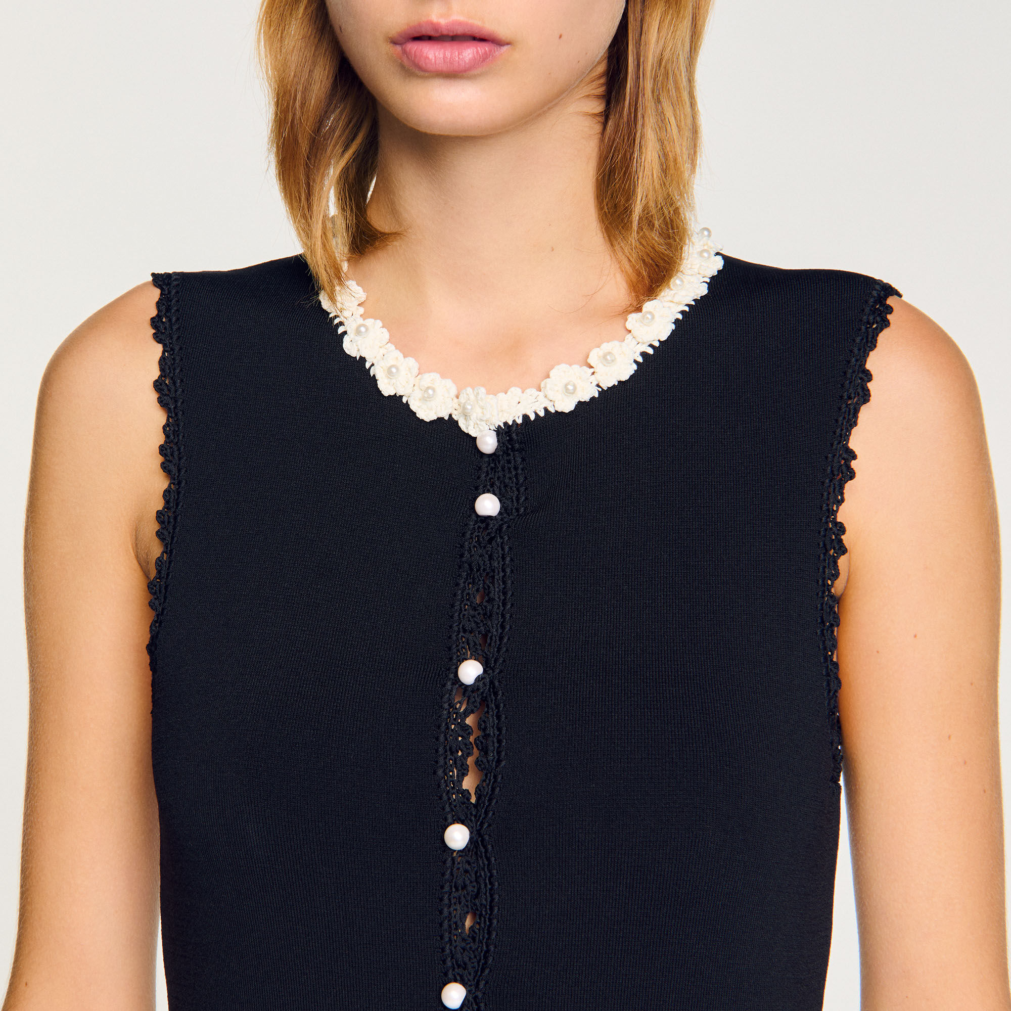 Abito lungo con dettagli in crochet