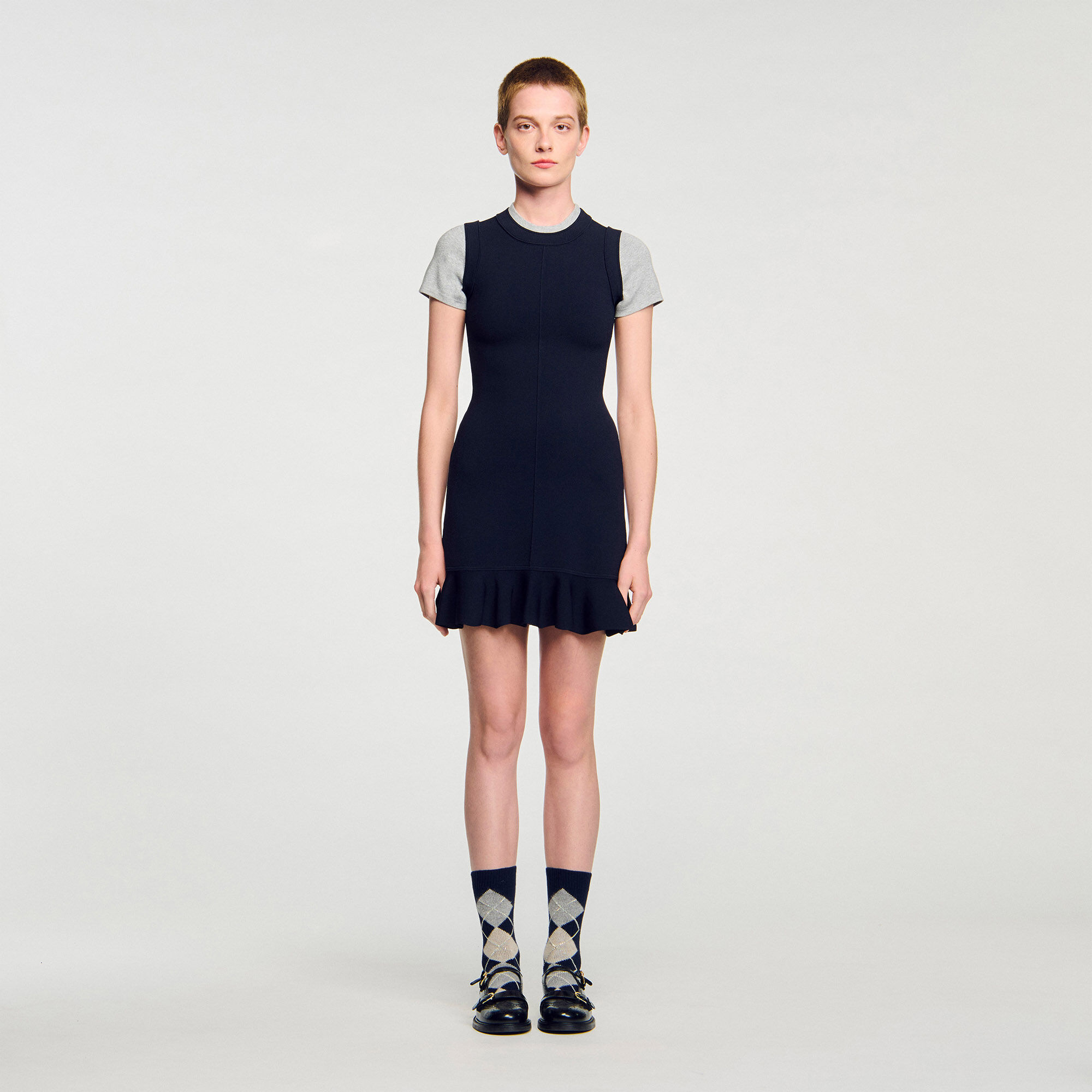 Abito corto in maglia 2 in 1