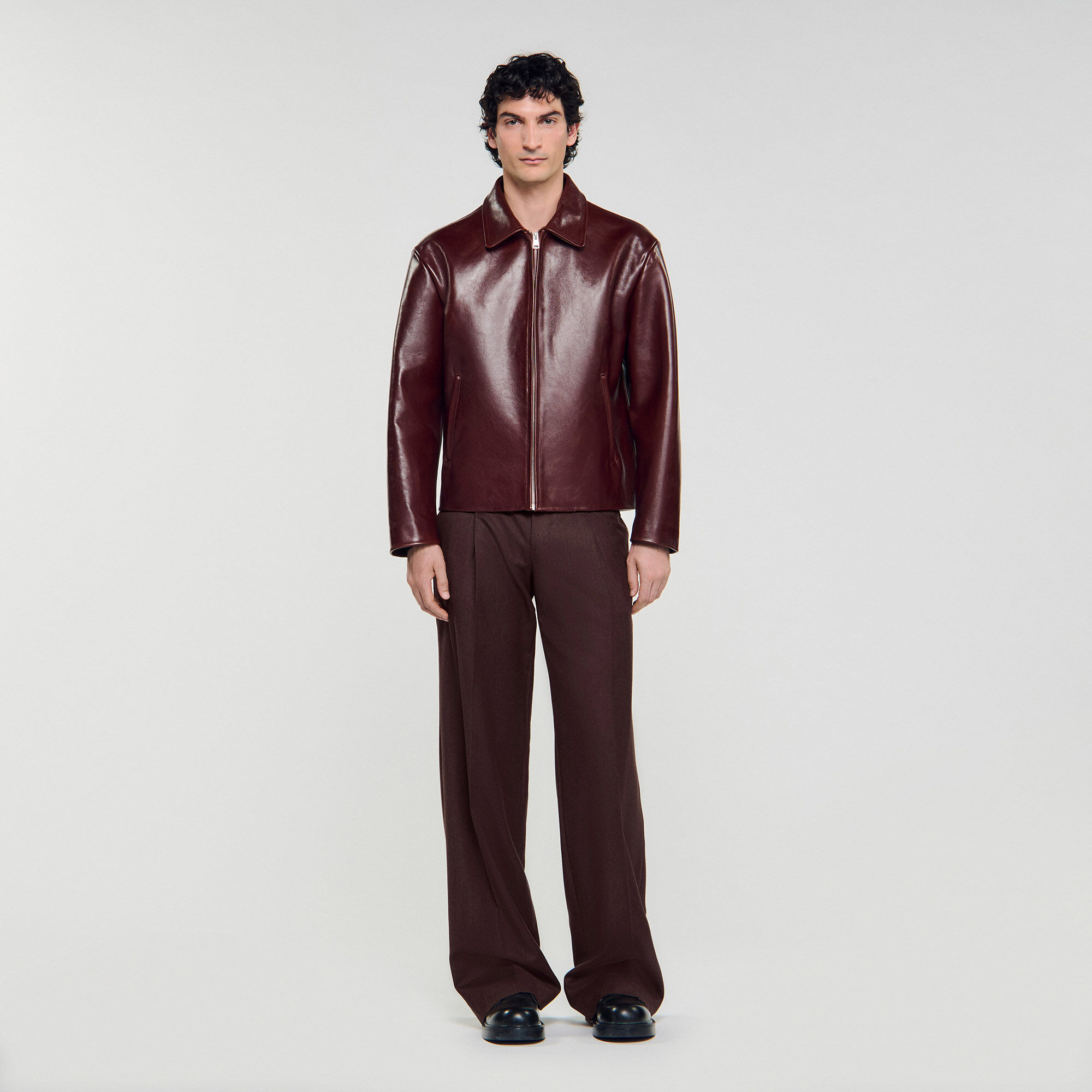 Giubbotto con zip in pelle