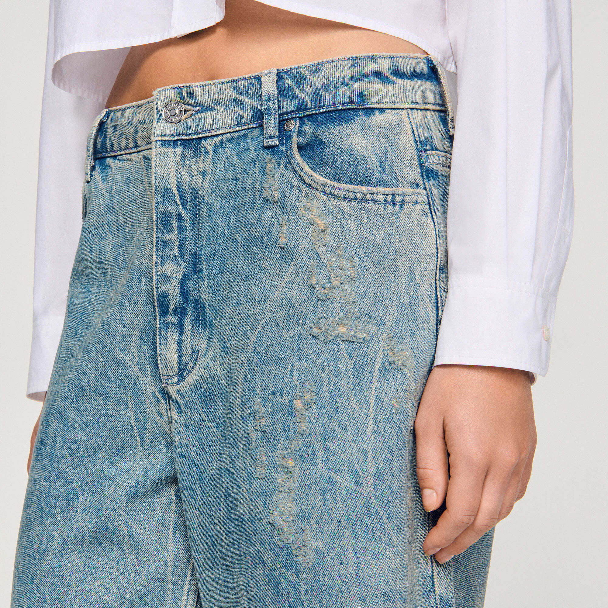 Bermuda jeans effetto stropicciato