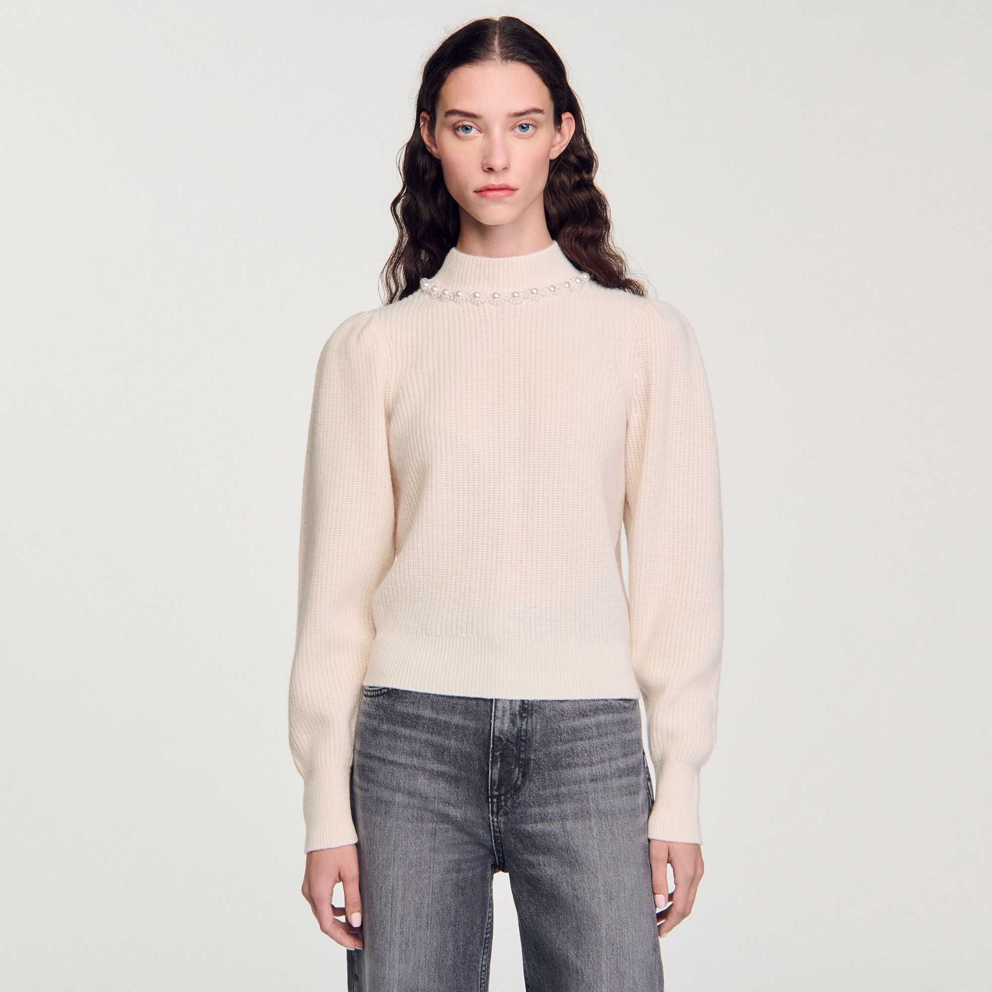 Maglione a coste in lana e cashmere