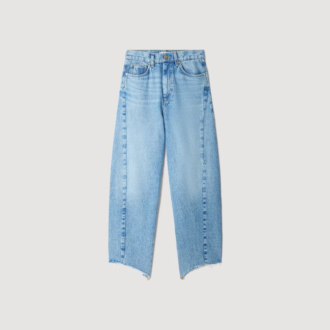 Jeans barrel con stampa a fiori