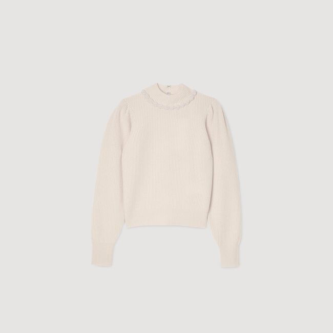 Maglione a coste in lana e cashmere